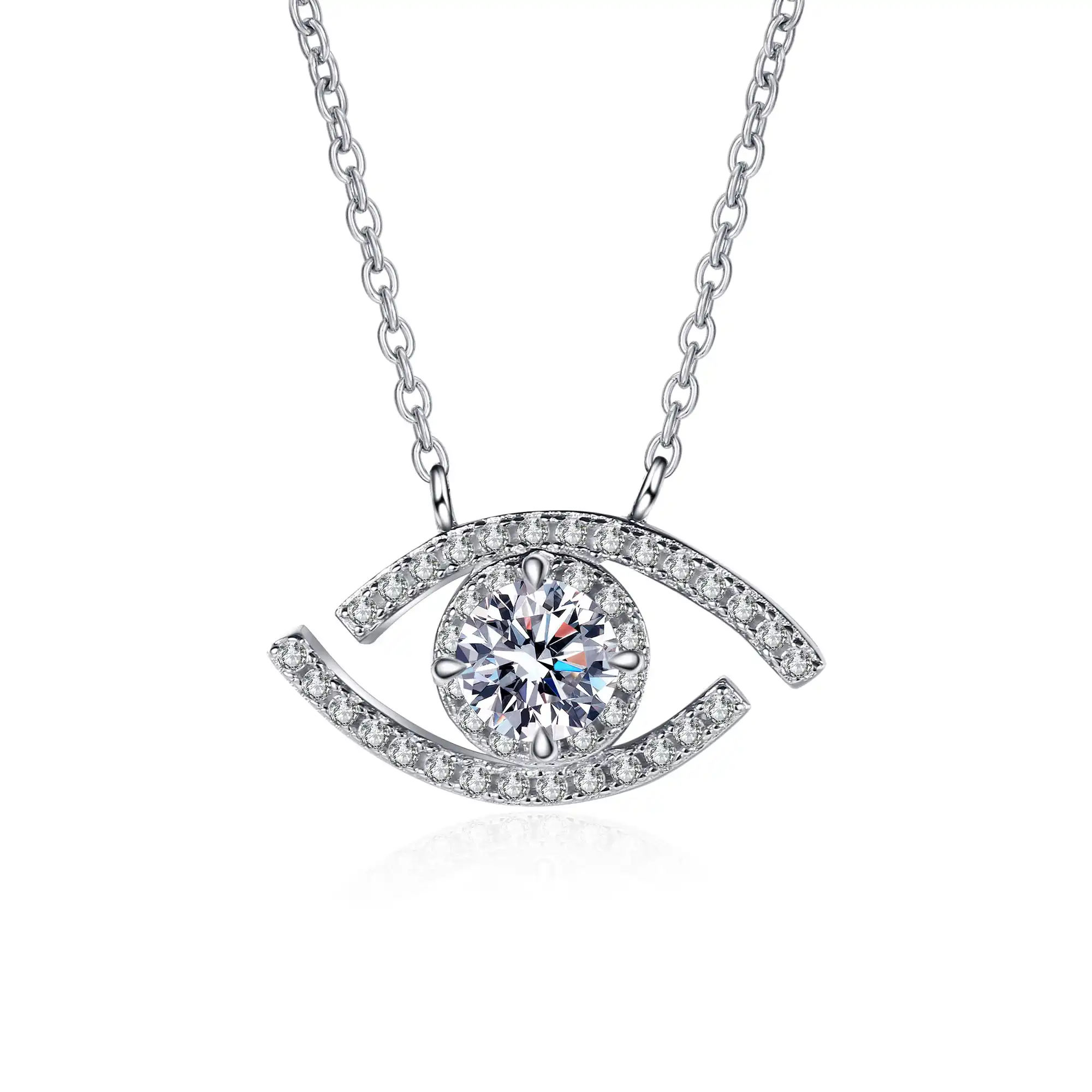 evil eye necklace, evil eye pendant silver, white gold plated necklace, lucky charm necklace, valentines gift for her, anniversary gift for her, birthday gift for her