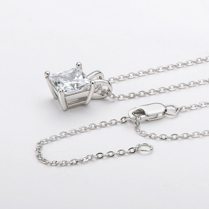 princess cut pendant necklace, moissanite pendant, pendant necklace, gold pendant necklace, silver pendant necklace, diamond pendant, custom moissanite pendant, gold necklace, gold necklace women, white gold necklace, 14k gold necklace, valentines gift for her, birthday gift for her