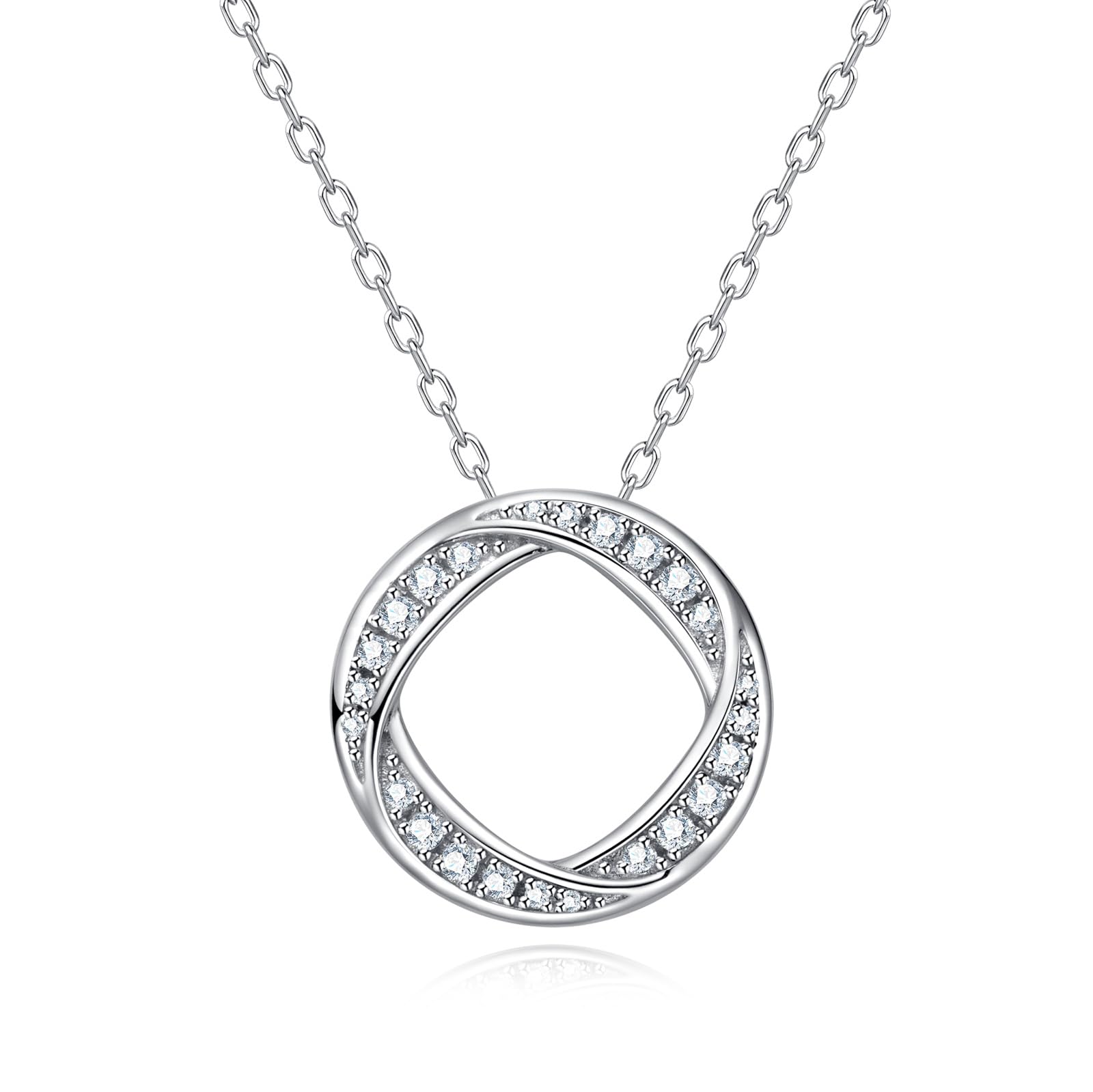 Moiss Era pendant, infinity circle necklace, luxury minimalist jewelry, white gold pendant necklace, moissanite pendant, symbolic jewelry