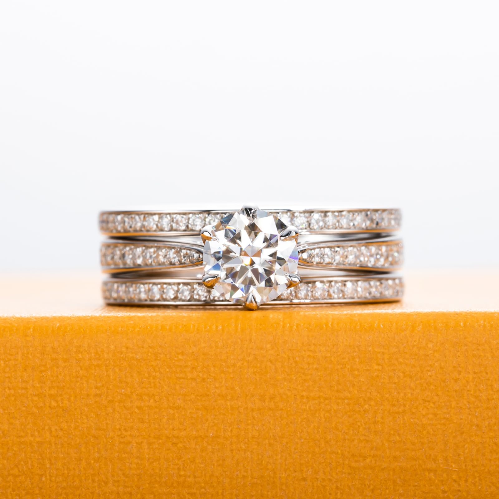 bridal ring set, round cut diamond ring, wedding ring set, engagement and wedding ring set, solitaire rings, gold rings, round cut engagement ring, gold rings for women, 14k gold rings, white gold rings, lab grown diamond rings, diamond rings for women, diamond rings, valentines gift for her, birthday gift for her, moissanite rings