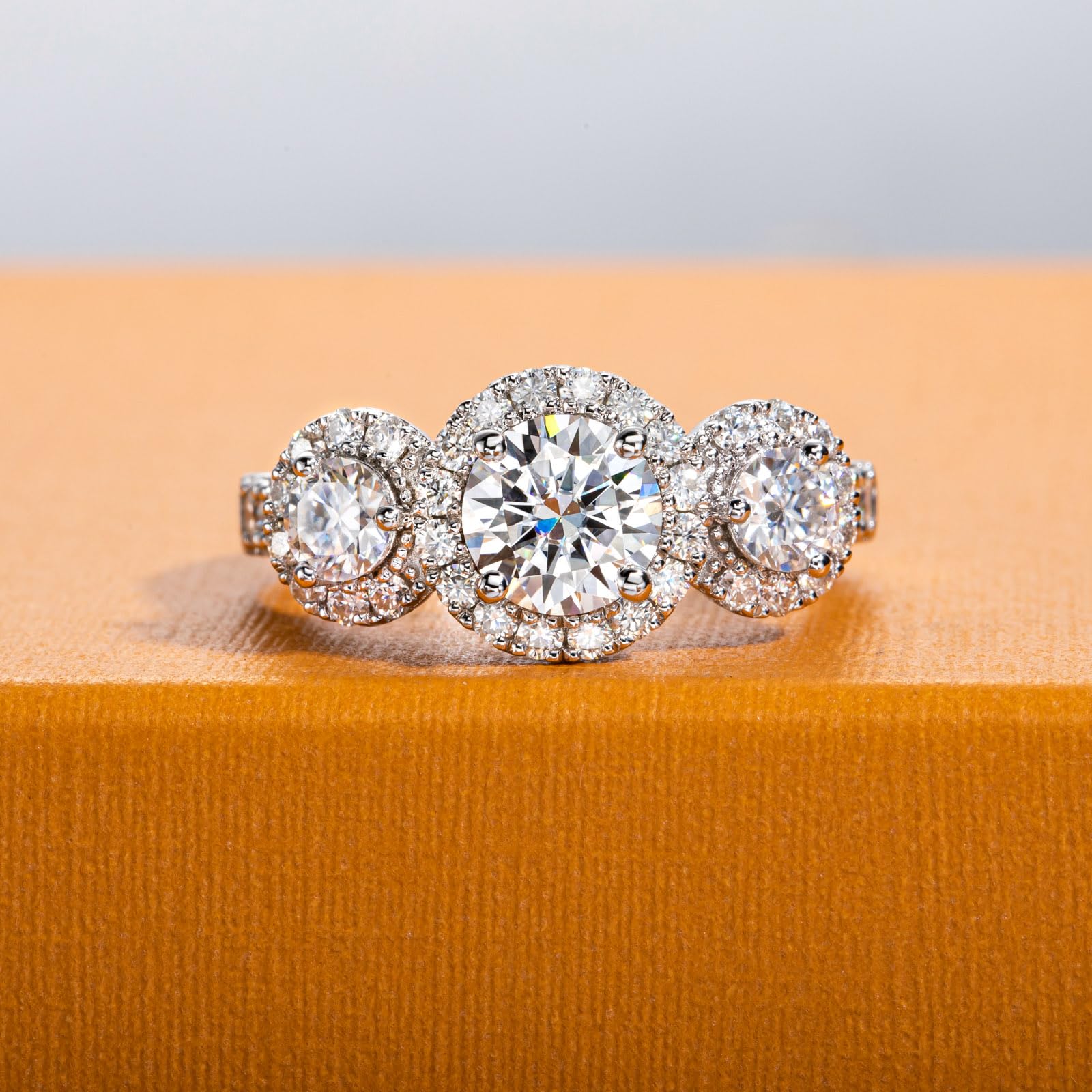 round cut diamond ring, three stone rings, round diamond ring, 1 carat round diamond ring, gold ring, 14k gold ring, white gold ring, rings, promise rings for her, anniversary ring, silver rings, sterling silver rings, valentines gift for her, birthday gift for her, lab grown diamonds