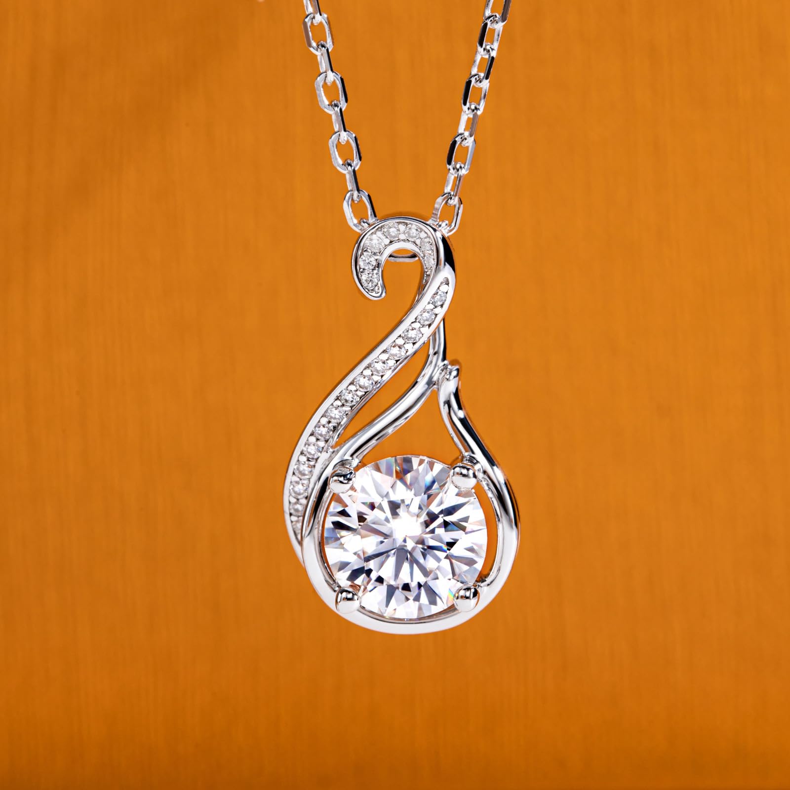 infinity pendant necklace, twisted infinity necklace, round moissanite pendant, sterling silver infinity jewelry, white gold pendant necklace, romantic jewelry gift, elegant swirl pendant, minimalist infinity necklace, gift for her jewelry, luxury silver pendant