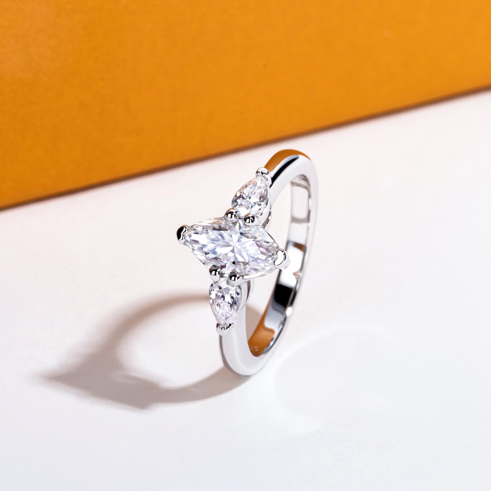 marquise cut diamond ring, three stone rings, pear diamond ring, 1 carat marquise diamond ring, gold ring, 14k gold ring, white gold ring, rings, promise rings for her, anniversary ring, silver rings, sterling silver rings, valentines gift for her, birthday gift for her, lab grown diamonds