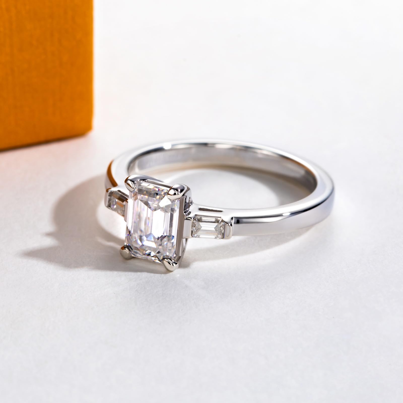 emerald cut diamond ring, three stone rings, radiant diamond ring, 1 carat emerald diamond ring, gold ring, 14k gold ring, white gold ring, rings, promise rings for her, anniversary ring, silver rings, sterling silver rings, valentines gift for her, birthday gift for her, lab grown diamonds