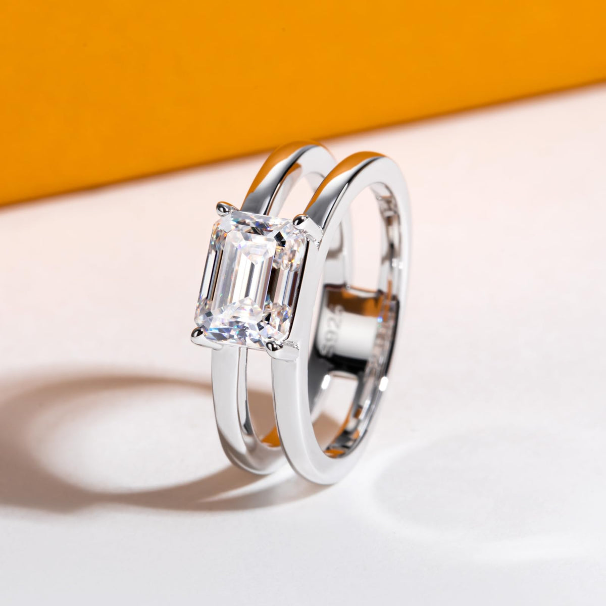 emerald cut diamond ring, three stone rings, radiant diamond ring, 1 carat emerald diamond ring, gold ring, 14k gold ring, white gold ring, rings, promise rings for her, anniversary ring, silver rings, sterling silver rings, valentines gift for her, birthday gift for her, lab grown diamonds, 925 silver rings, valentine special gift