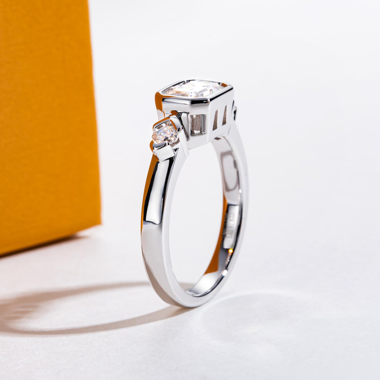 emerald cut diamond ring, three stone rings, radiant diamond ring, 1 carat emerald diamond ring, gold ring, 14k gold ring, white gold ring, rings, promise rings for her, anniversary ring, silver rings, sterling silver rings, valentines gift for her, birthday gift for her, lab grown diamonds
