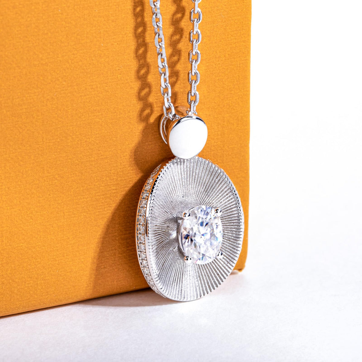 1.0 CT Oval Cut Moissanite Vintage Halo Pendant Necklace for Women
