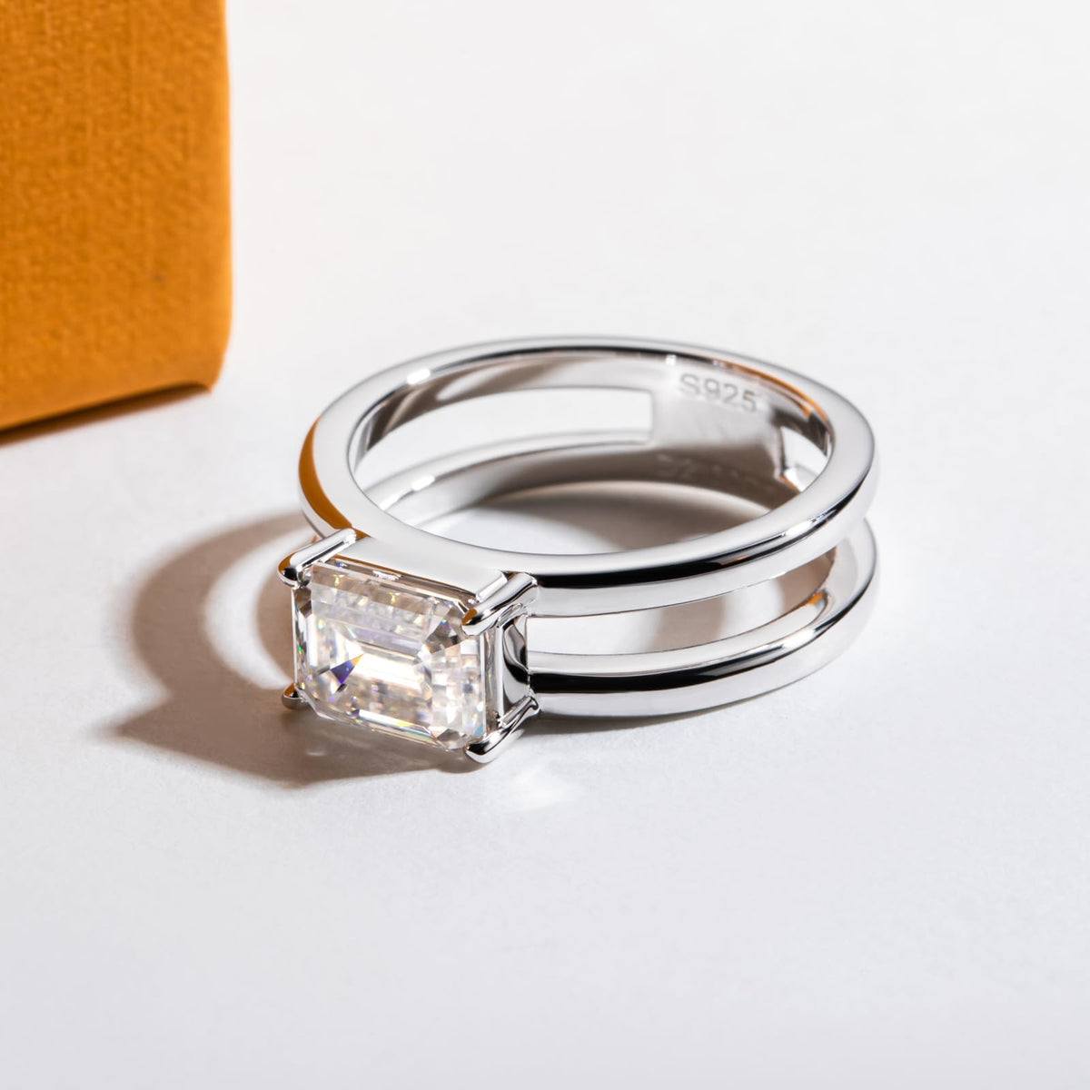 emerald cut diamond ring, three stone rings, radiant diamond ring, 1 carat emerald diamond ring, gold ring, 14k gold ring, white gold ring, rings, promise rings for her, anniversary ring, silver rings, sterling silver rings, valentines gift for her, birthday gift for her, lab grown diamonds, 925 silver rings, valentine special gift