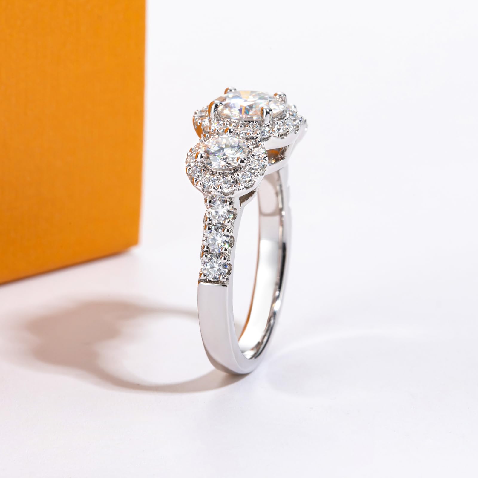 round cut diamond ring, three stone rings, round diamond ring, 1 carat round diamond ring, gold ring, 14k gold ring, white gold ring, rings, promise rings for her, anniversary ring, silver rings, sterling silver rings, valentines gift for her, birthday gift for her, lab grown diamonds