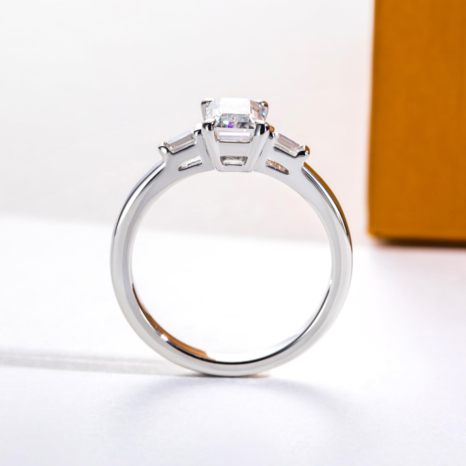 emerald cut diamond ring, three stone rings, radiant diamond ring, 1 carat emerald diamond ring, gold ring, 14k gold ring, white gold ring, rings, promise rings for her, anniversary ring, silver rings, sterling silver rings, valentines gift for her, birthday gift for her, lab grown diamonds