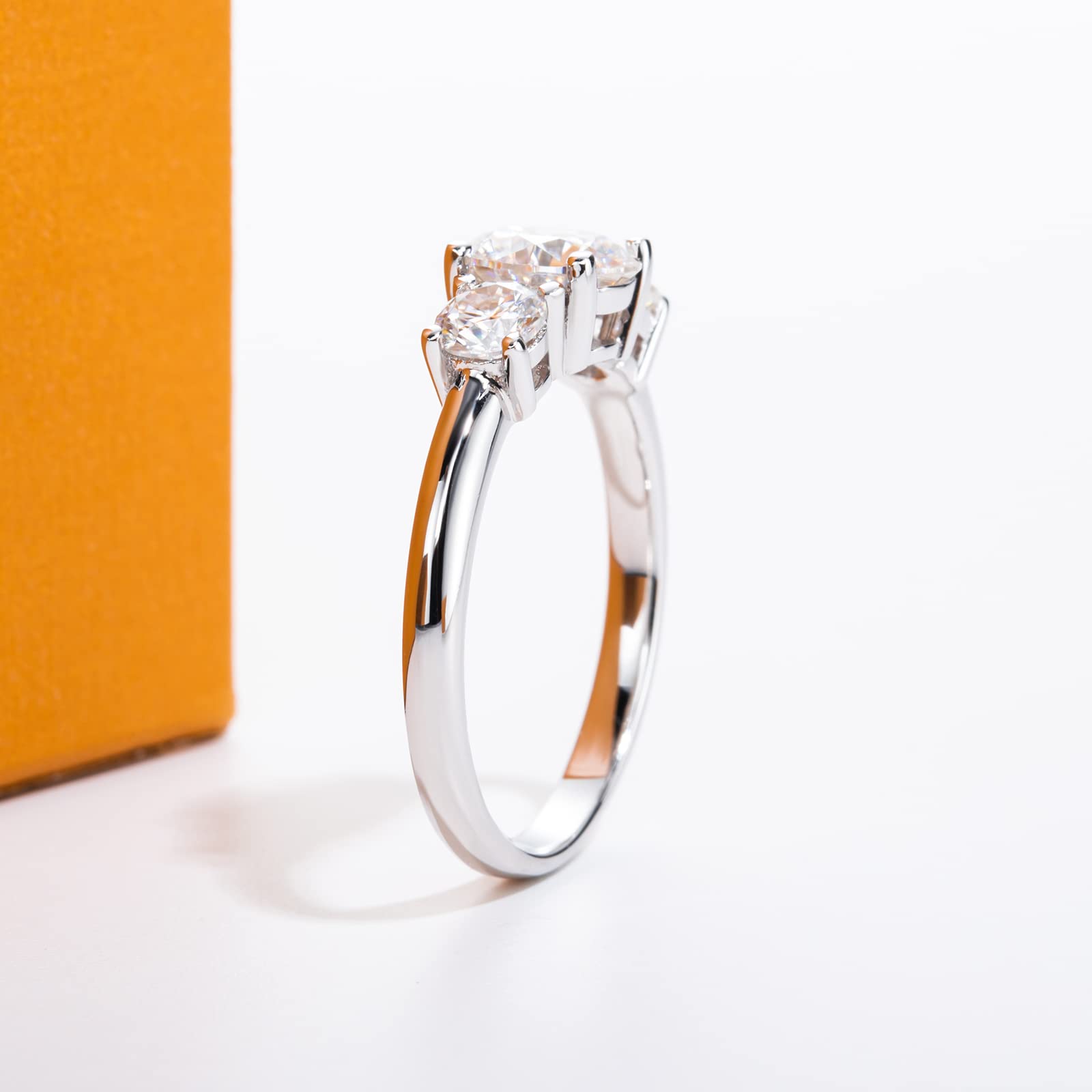 round cut diamond ring, three stone rings, round diamond ring, 1 carat round diamond ring, gold ring, 14k gold ring, white gold ring, rings, promise rings for her, anniversary ring, silver rings, sterling silver rings, valentines gift for her, birthday gift for her, lab grown diamonds