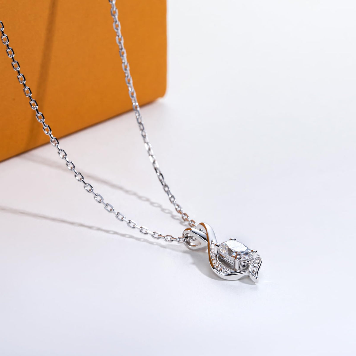 Oval moissanite pendant necklace, infinity pendant necklace women, silver necklace USA, white gold plated jewelry, moissanite jewelry USA, elegant pendant for women, minimalist luxury necklace, gift for her jewelry