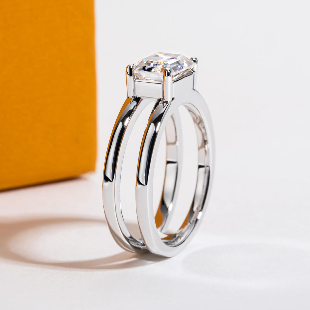 emerald cut diamond ring, three stone rings, radiant diamond ring, 1 carat emerald diamond ring, gold ring, 14k gold ring, white gold ring, rings, promise rings for her, anniversary ring, silver rings, sterling silver rings, valentines gift for her, birthday gift for her, lab grown diamonds, 925 silver rings, valentine special gift