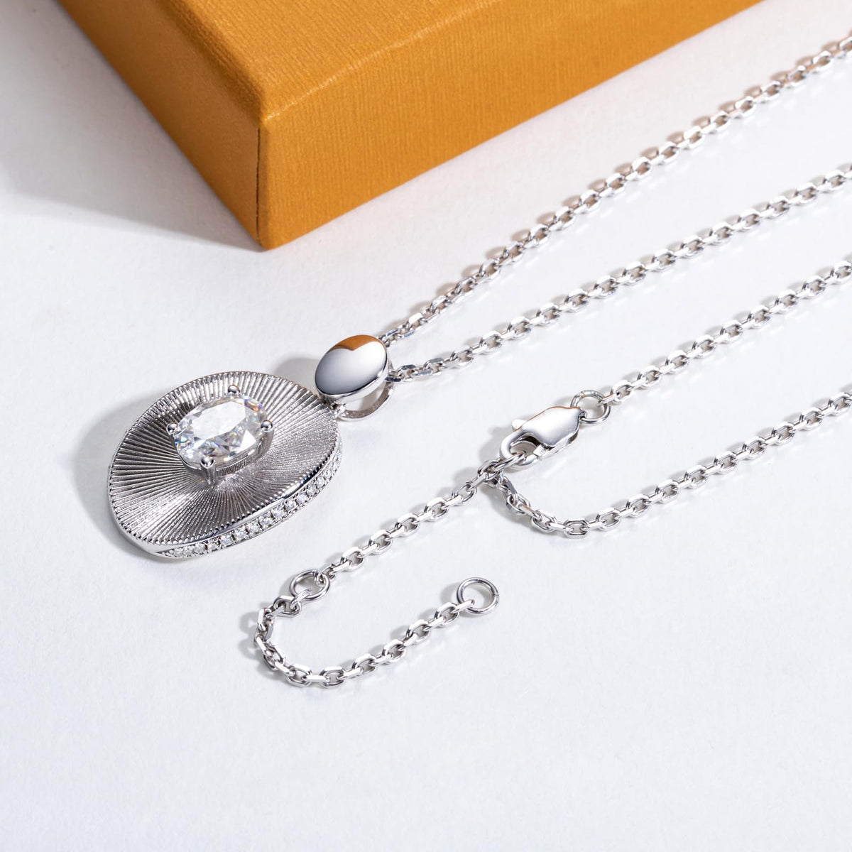 1.0 CT Oval Cut Moissanite Vintage Halo Pendant Necklace for Women