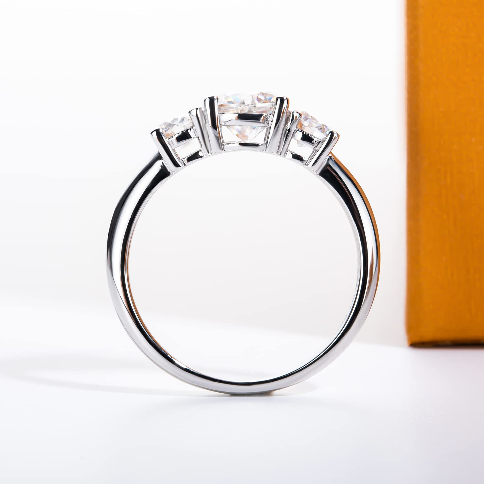 round cut diamond ring, three stone rings, round diamond ring, 1 carat round diamond ring, gold ring, 14k gold ring, white gold ring, rings, promise rings for her, anniversary ring, silver rings, sterling silver rings, valentines gift for her, birthday gift for her, lab grown diamonds