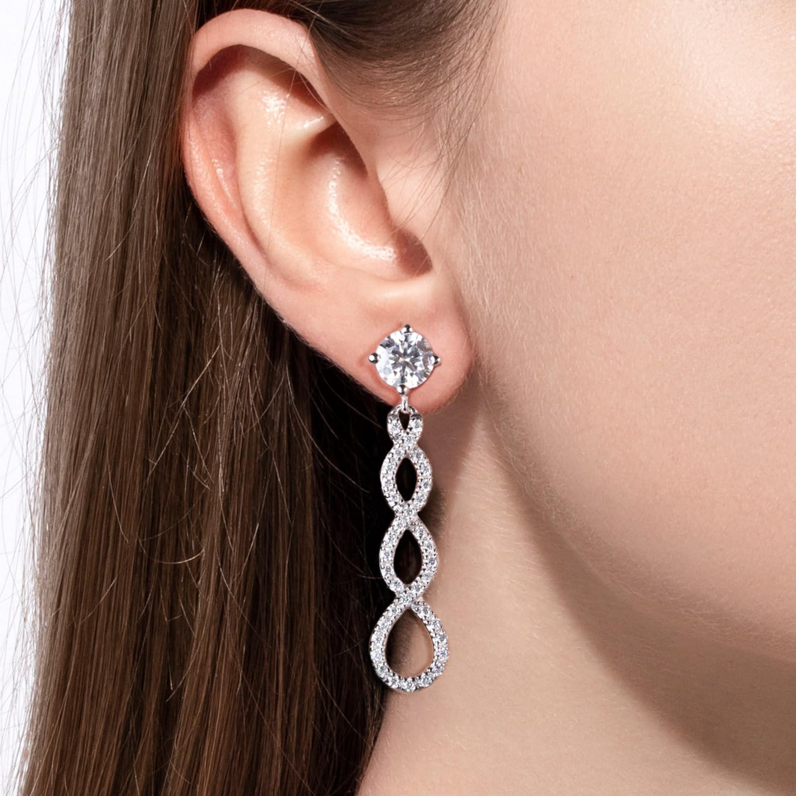 loren stewart infinity earrings, drop earrings, diamond drop earrings, gold drop earrings, silver drop earrings, diamond earrings, diamond earrings for women, lab grown diamond earrings, diamond earrings for men, valentines gift for her