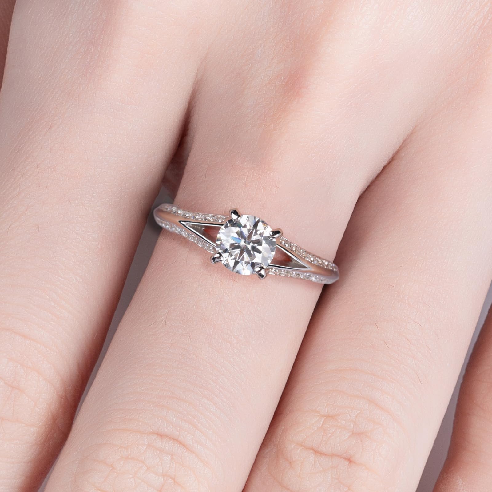 bridal ring set, round cut diamond ring, wedding ring set, engagement and wedding ring set, solitaire rings, gold rings, round cut engagement ring, gold rings for women, 14k gold rings, white gold rings, lab grown diamond rings, diamond rings for women, diamond rings, valentines gift for her, birthday gift for her, moissanite rings, 925 silver rings