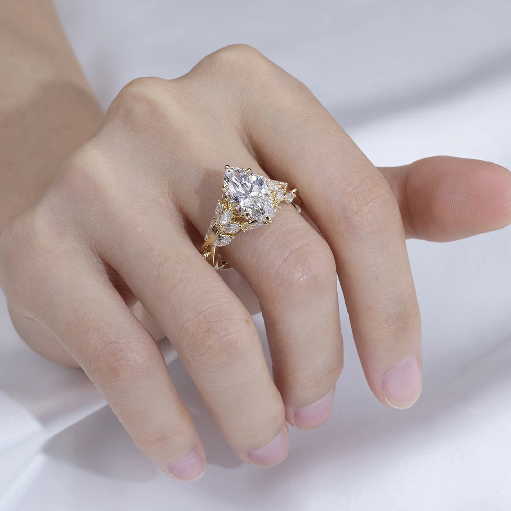 3.50 CTW Marquise Cut Designer Yellow Gold plated Bridal Wedding Ring