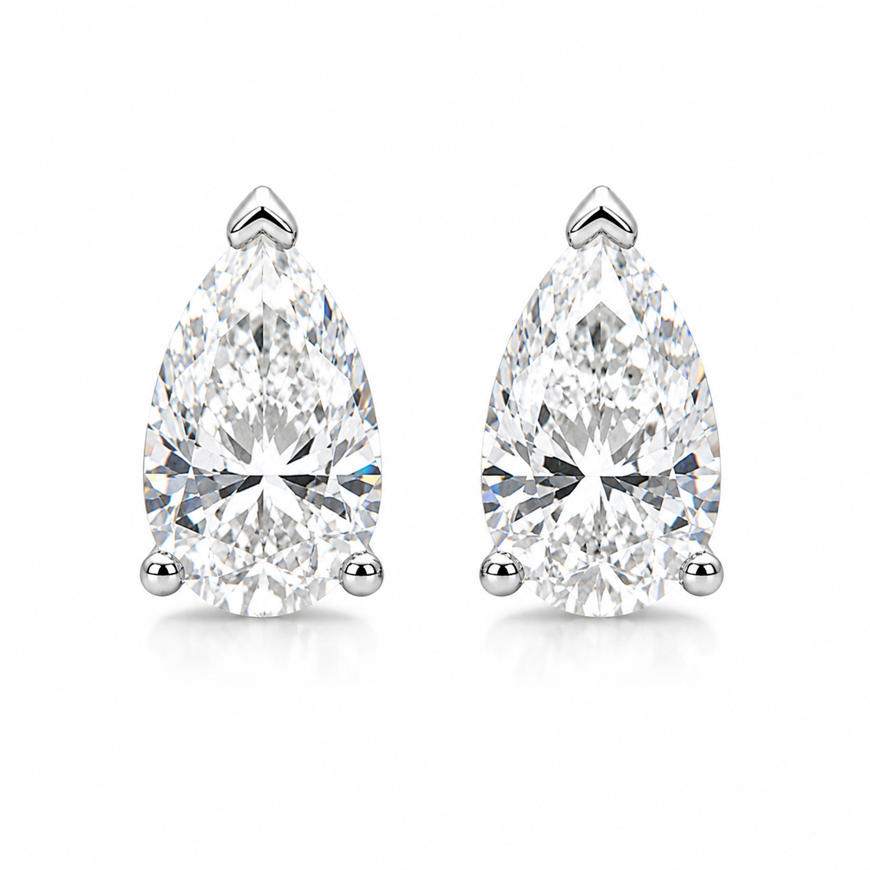1.0 CT D - VVS Clarity Pear Cut Moissanite Solitaire Stud Earrings For Women | 925 Silver