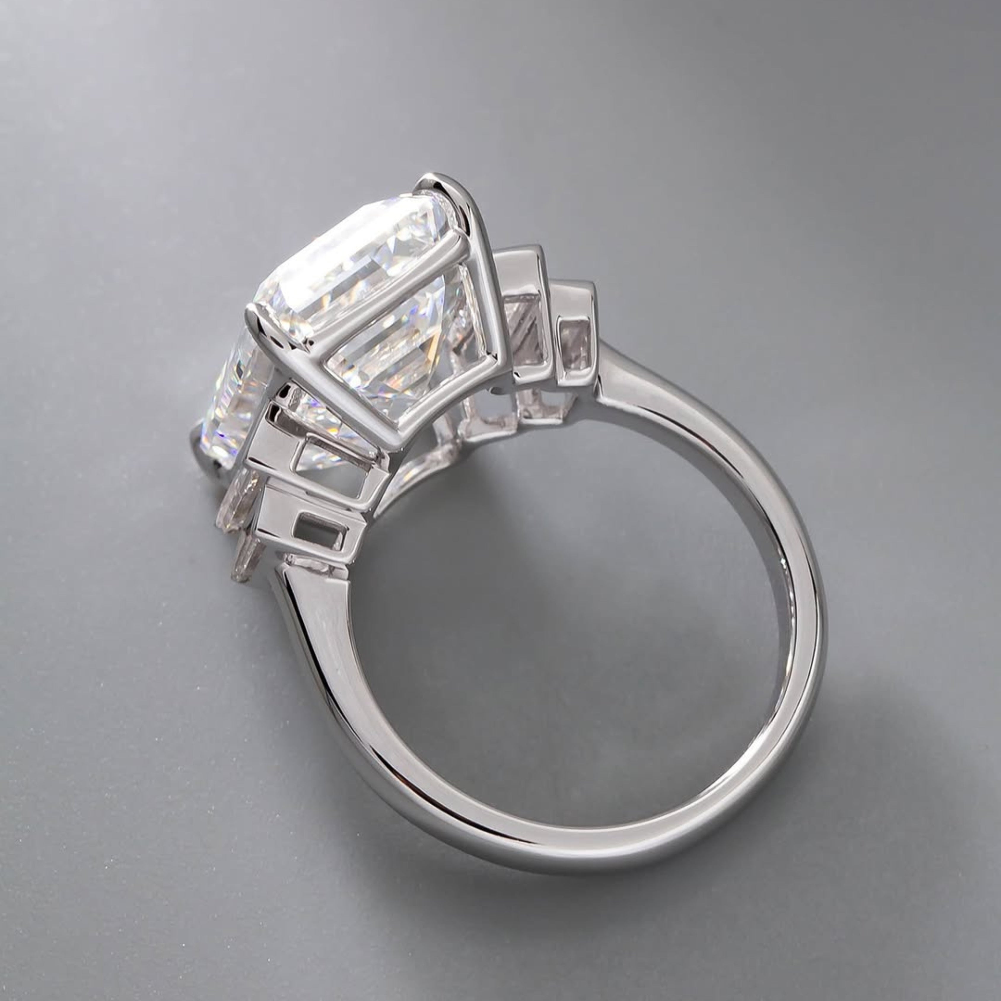 emerald cut engagement rings, three stone ring, emerald cut ring, solitaire rings, gold rings, emerald cut engagement ring, gold rings for women, 14k gold rings, white gold rings, lab grown diamond rings, diamond rings for women, diamond rings, valentines gift for her, birthday gift for her, moissanite rings