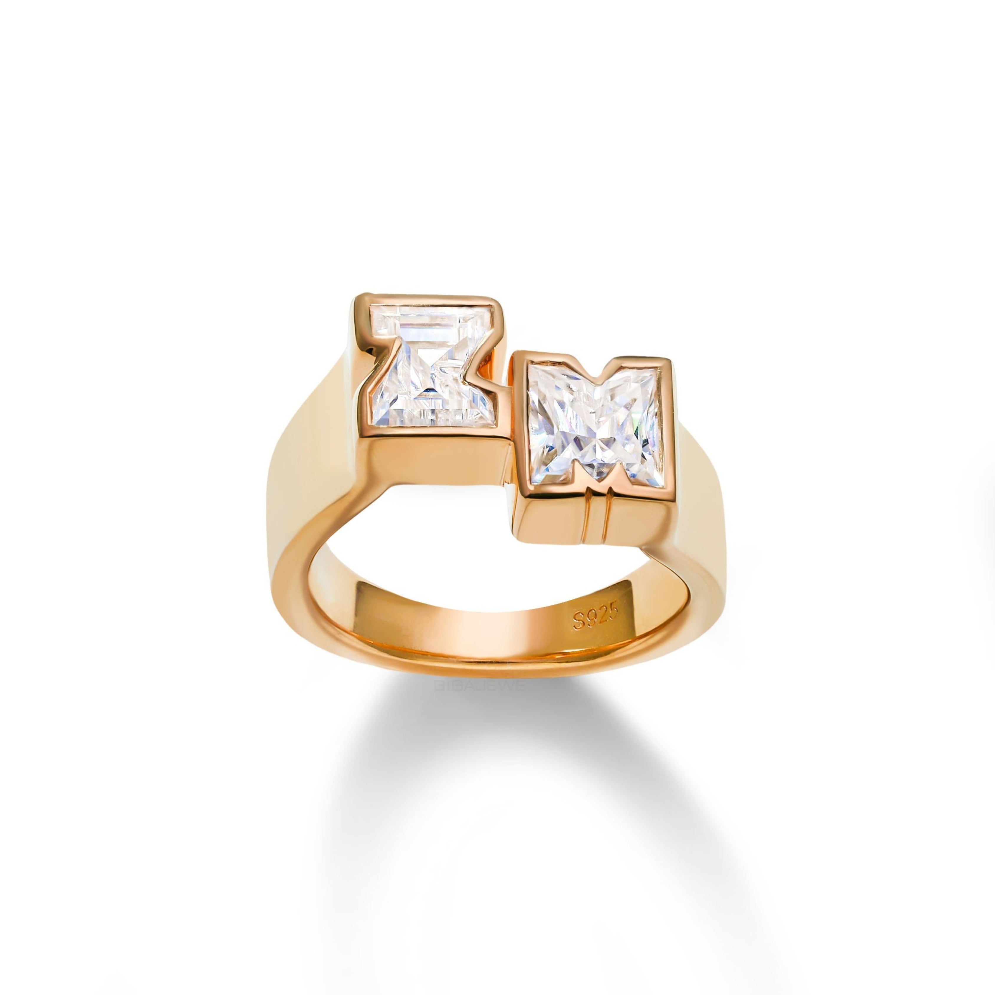 letter cut diamond ring, two stone rings, solitaire rings, halo rings, gold rings, alphabet cut engagement ring, gold rings for women, 14k gold rings, white gold rings, lab grown diamond rings, diamond rings for women, diamond rings, valentines gift for her, birthday gift for her, moissanite rings, 925 silver rings