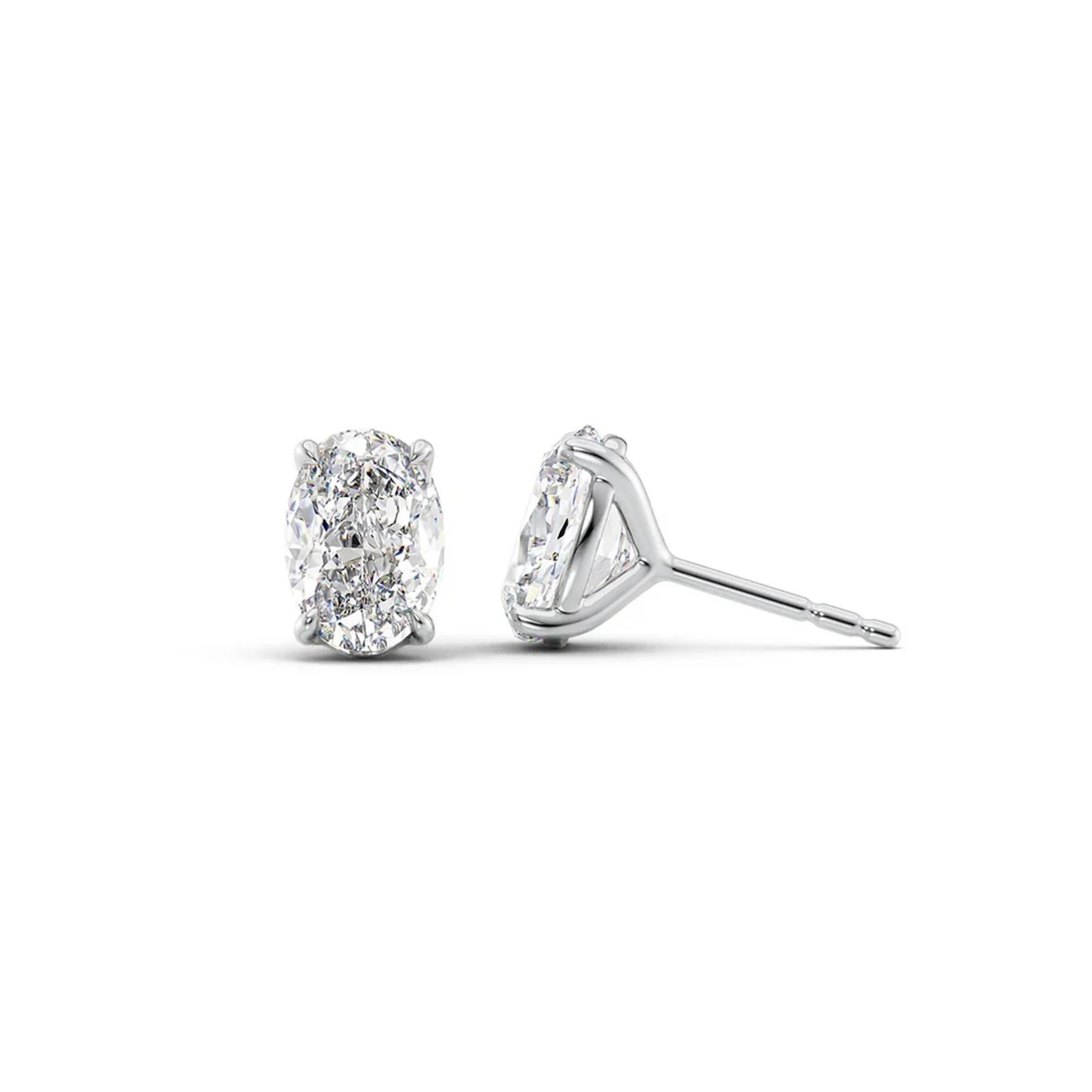 1.0 CT D-VVS Clarity Oval Cut Moissanite 14K White Gold Plated Solitaire Stud Earrings
