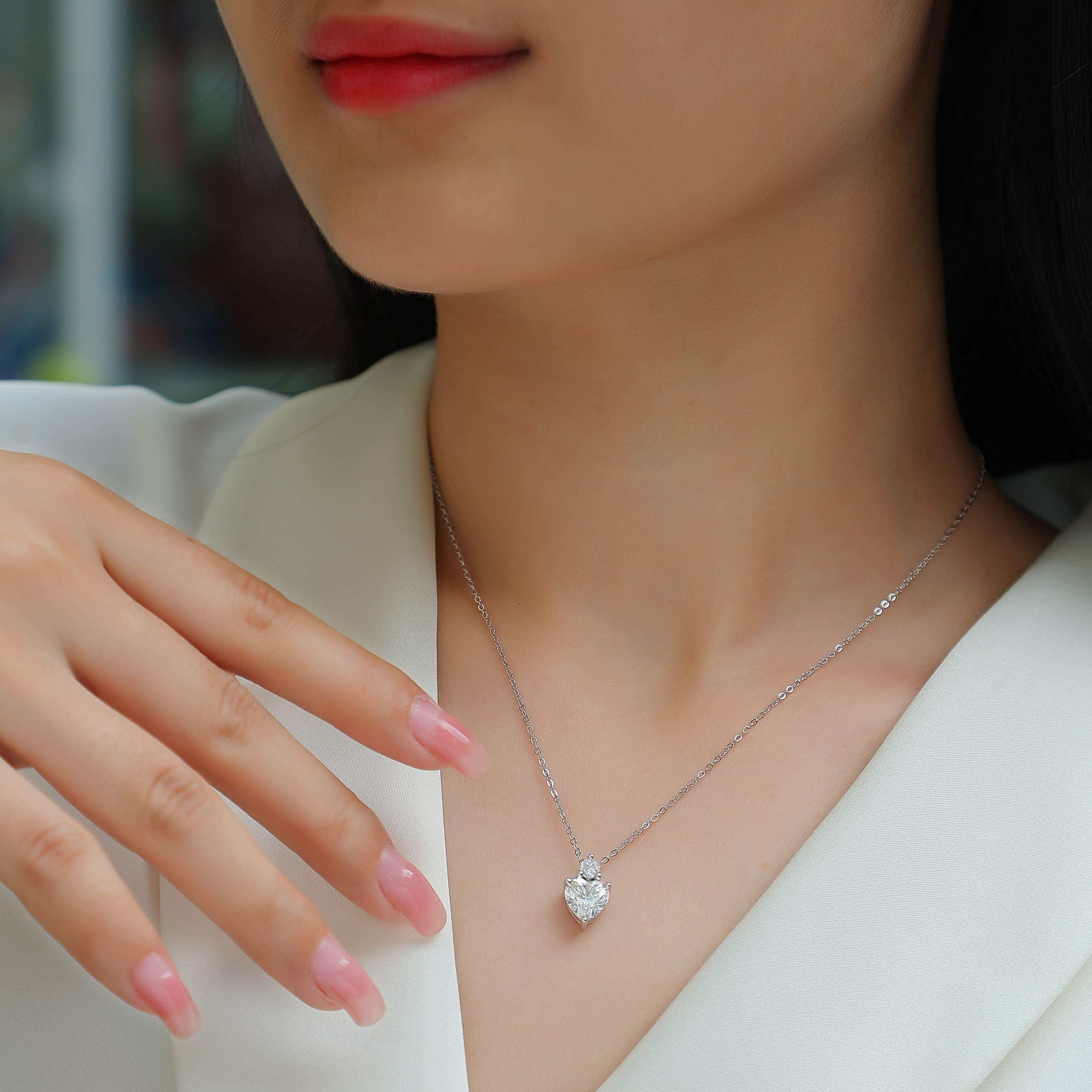 moissanite pendant, pendant necklace, gold pendant necklace, silver pendant necklace, diamond pendant, custom moissanite pendant, gold necklace, gold necklace women, white gold necklace, 14k gold necklace, valentines gift for her, birthday gift for her