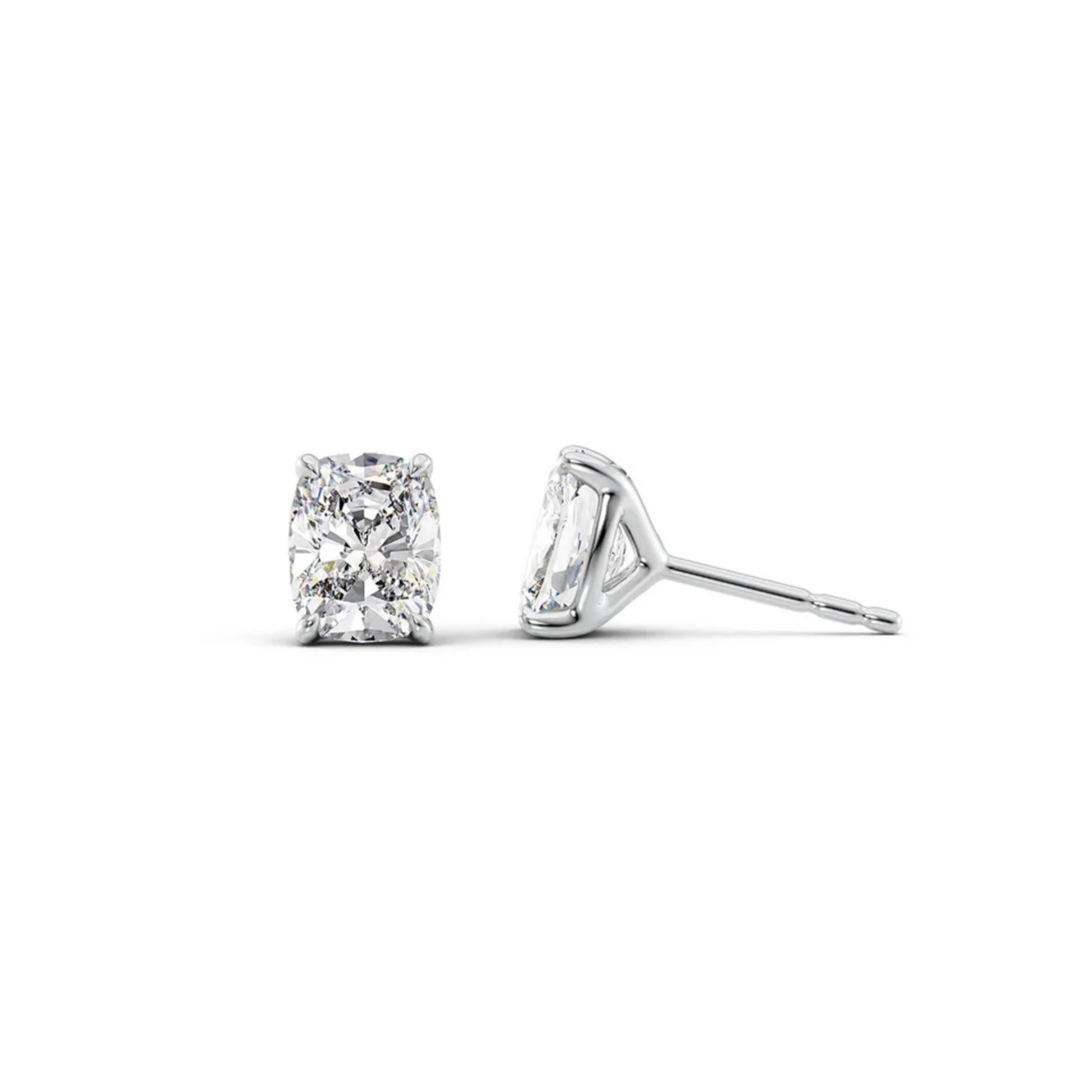 1.0 CT Emerald Cut Moissanite 14K White Gold Plated Party and Daily Wear Solitaire Stud Earrings