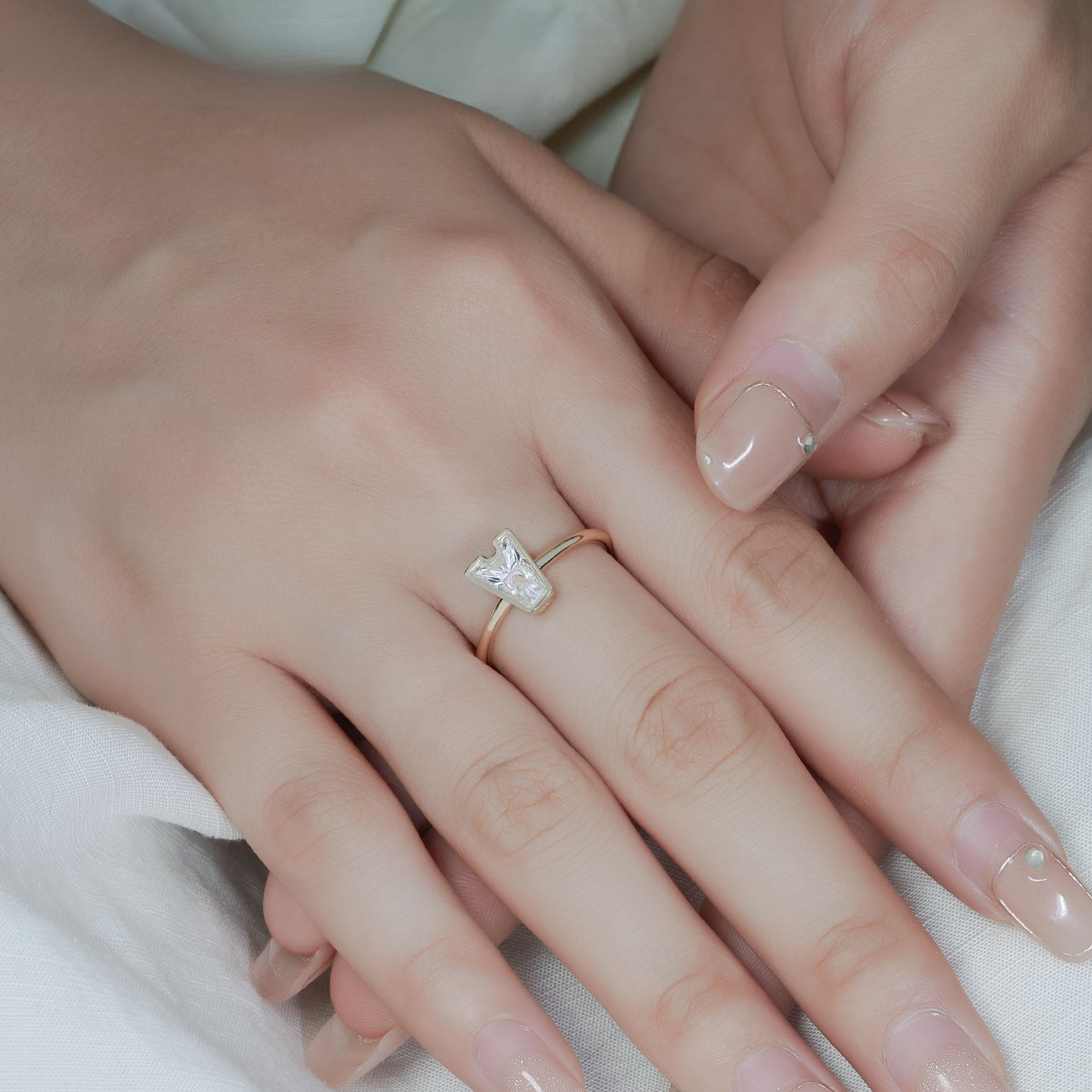letter cut diamond ring, two stone rings, solitaire rings, halo rings, gold rings, alphabet cut engagement ring, gold rings for women, 14k gold rings, white gold rings, lab grown diamond rings, diamond rings for women, diamond rings, valentines gift for her, birthday gift for her, moissanite rings, 925 silver rings