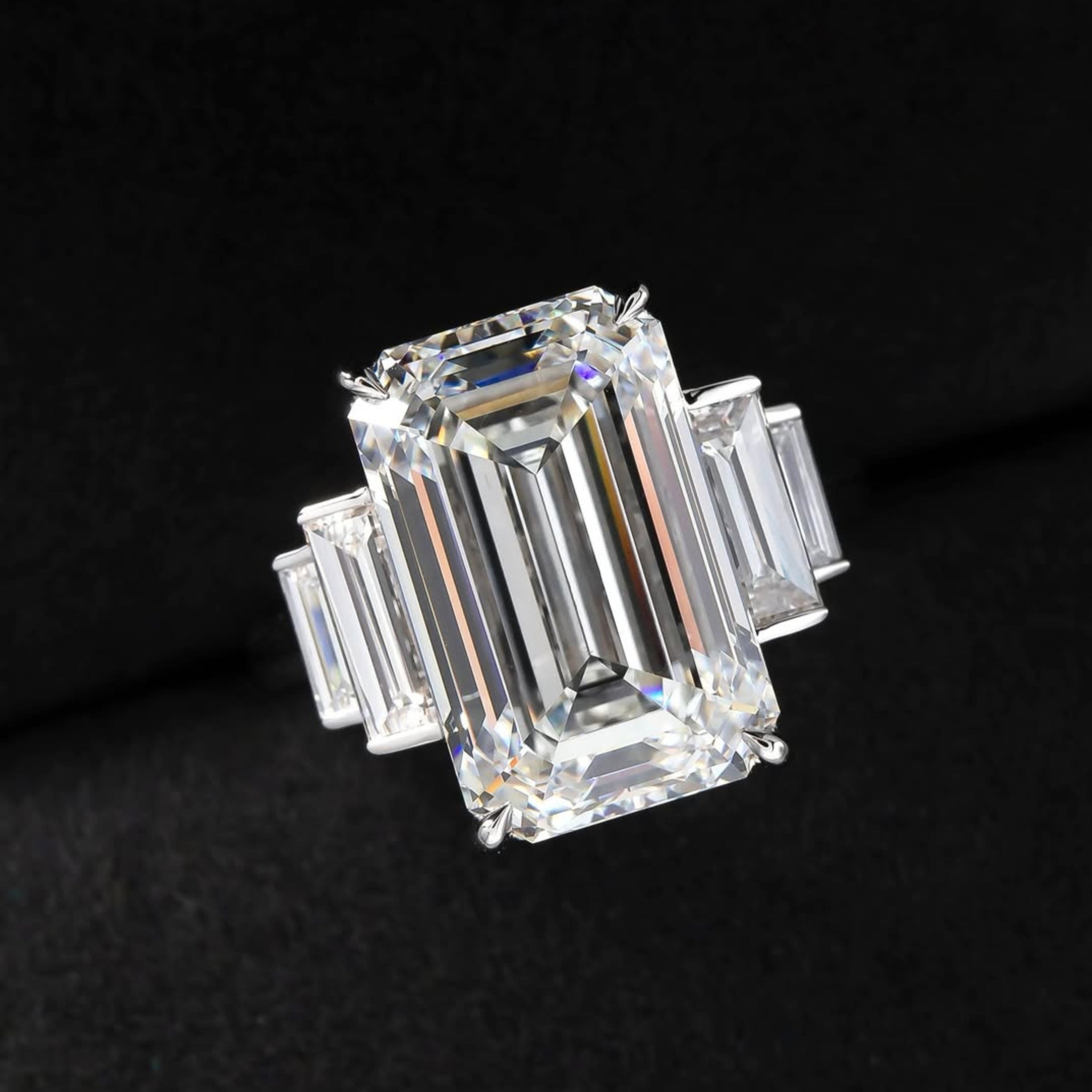emerald cut engagement rings, three stone ring, emerald cut ring, solitaire rings, gold rings, emerald cut engagement ring, gold rings for women, 14k gold rings, white gold rings, lab grown diamond rings, diamond rings for women, diamond rings, valentines gift for her, birthday gift for her, moissanite rings