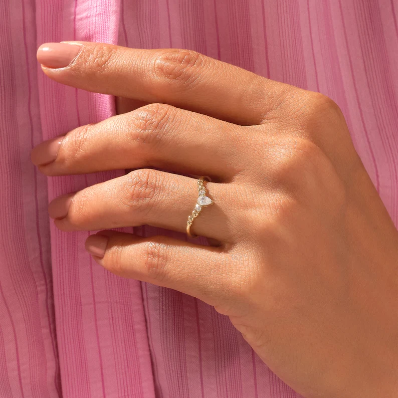 chevron ring, gold chevron ring, gold rings, round cut engagement ring, pear cut engagement ring, gold rings for women, 14k gold rings, white gold rings, lab grown diamond rings, diamond rings for women, diamond rings, valentines gift for her, birthday gift for her, moissanite rings