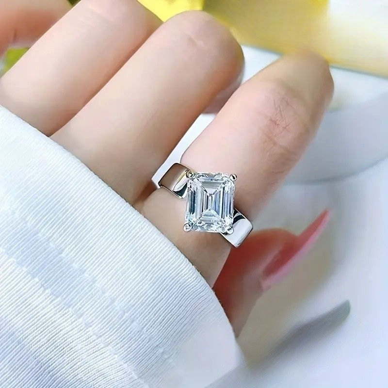 emerald cut diamond ring, solitaire rings, halo rings, gold rings, emerald cut engagement ring, gold rings for women, 14k gold rings, white gold rings, lab grown diamond rings, diamond rings for women, diamond rings, valentines gift for her, birthday gift for her, moissanite rings, 925 silver rings