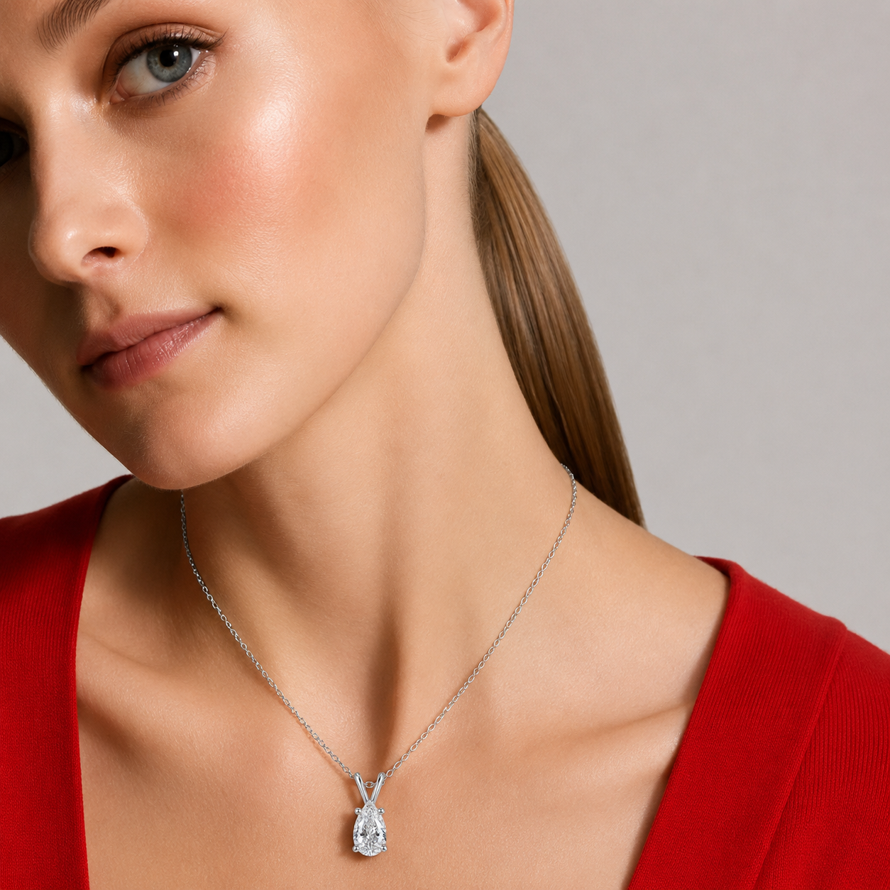 pear cut moissanite pendant, solitaire pendant necklace, gold pendant necklace, silver pendant necklace, diamond pendant, custom moissanite pendant, gold necklace, gold necklace women, white gold necklace, 14k gold necklace, valentines gift for her, birthday gift for her, 925 silver necklace