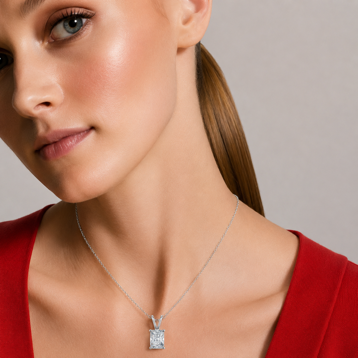 radiant cut moissanite pendant, solitaire pendant necklace, gold pendant necklace, silver pendant necklace, diamond pendant, custom moissanite pendant, gold necklace, gold necklace women, white gold necklace, 14k gold necklace, valentines gift for her, birthday gift for her, 925 silver necklace