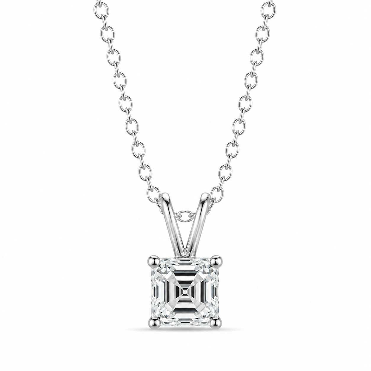 asscher cut moissanite pendant, solitaire pendant necklace, gold pendant necklace, silver pendant necklace, diamond pendant, custom moissanite pendant, gold necklace, gold necklace women, white gold necklace, 14k gold necklace, valentines gift for her, birthday gift for her, 925 silver necklace