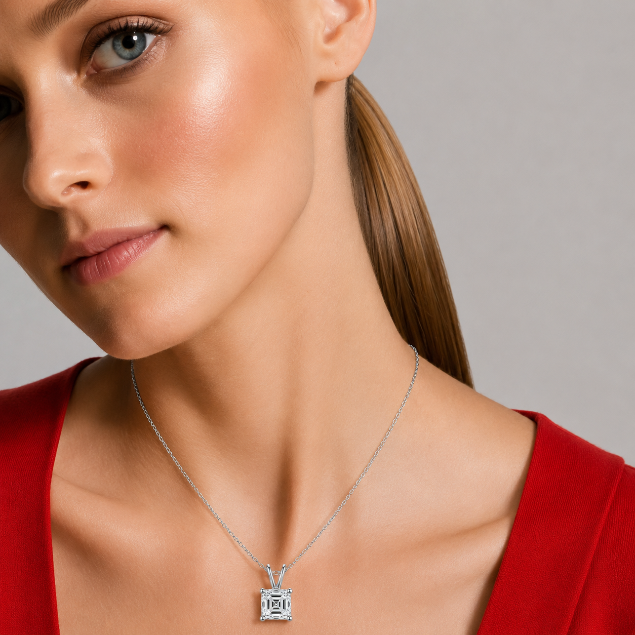 asscher cut moissanite pendant, solitaire pendant necklace, gold pendant necklace, silver pendant necklace, diamond pendant, custom moissanite pendant, gold necklace, gold necklace women, white gold necklace, 14k gold necklace, valentines gift for her, birthday gift for her, 925 silver necklace