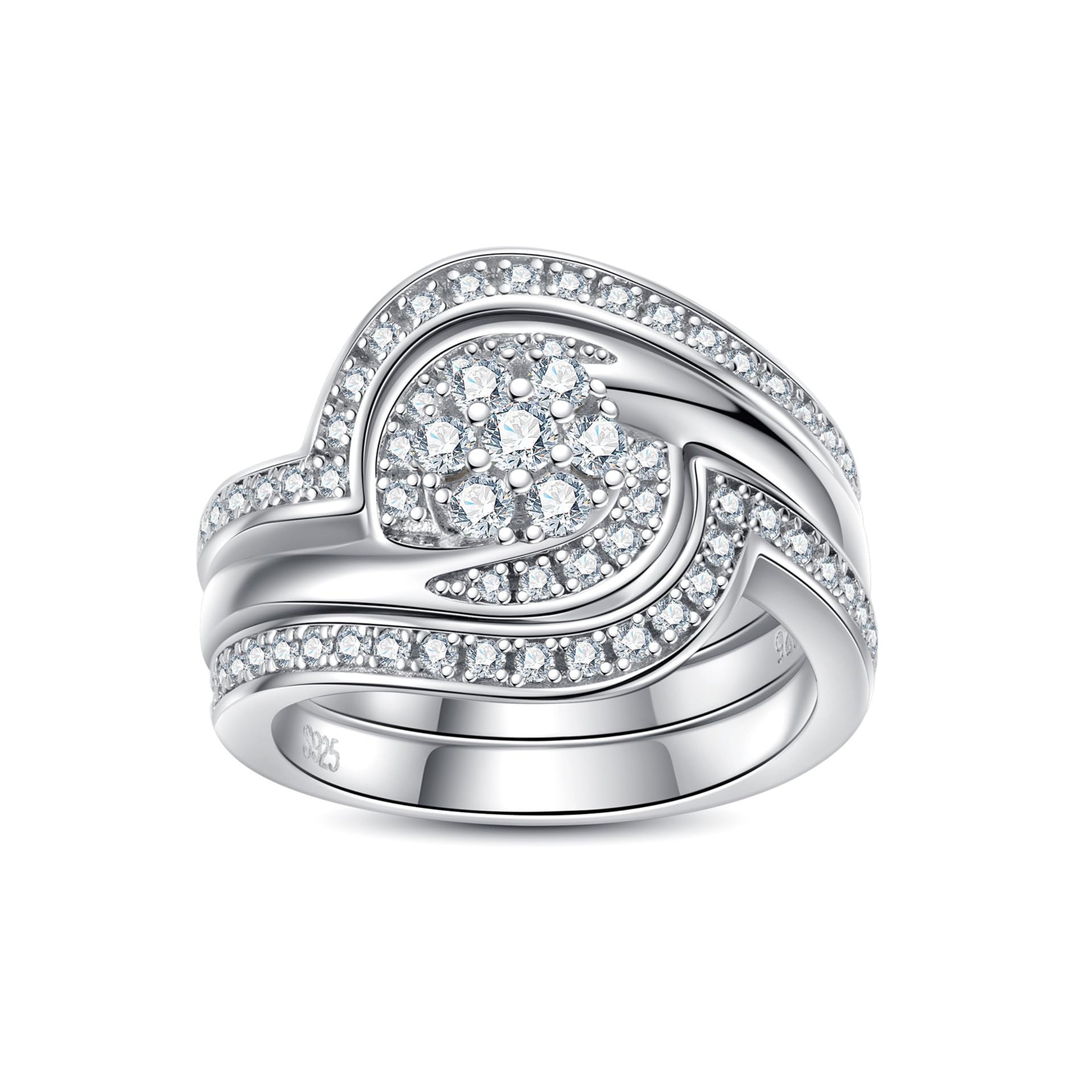 cluster ring, bridal ring set, round cut diamond ring, wedding ring set, engagement and wedding ring set, solitaire rings, gold rings, round cut engagement ring, gold rings for women, 14k gold rings, white gold rings, lab grown diamond rings, diamond rings for women, diamond rings, valentines gift for her, birthday gift for her, moissanite rings, 925 silver rings