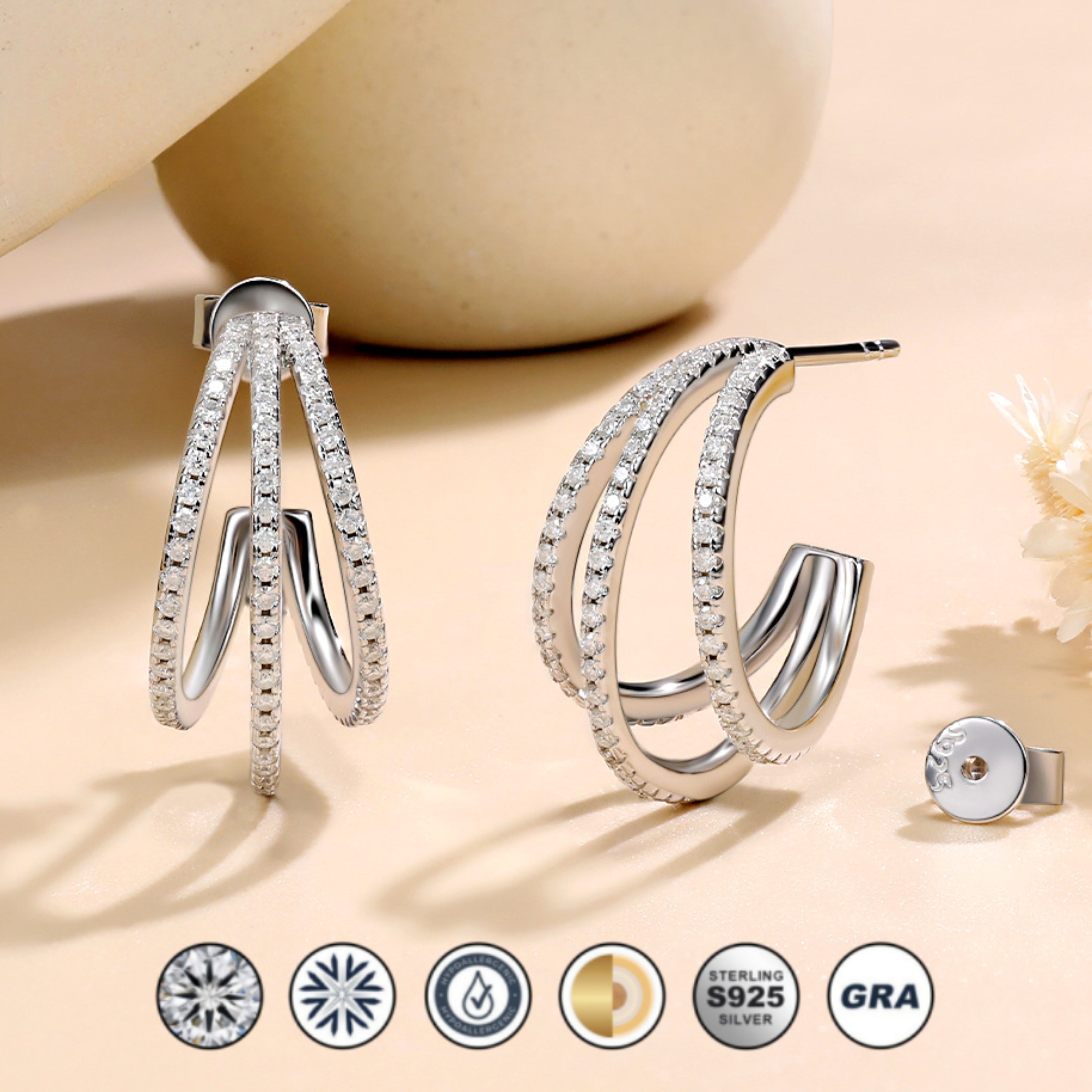 hoop earrings, silver hoop earrings, diamond hoop earrings, huggie hoop earrings, earrings, huggie earrings, diamond earrings, gold earrings, gold huggie earrings, drop earrings, lab grown diamond earrings, real diamond earrings, lab created diamond earrings, valentines gift for her, birthday gift for her
