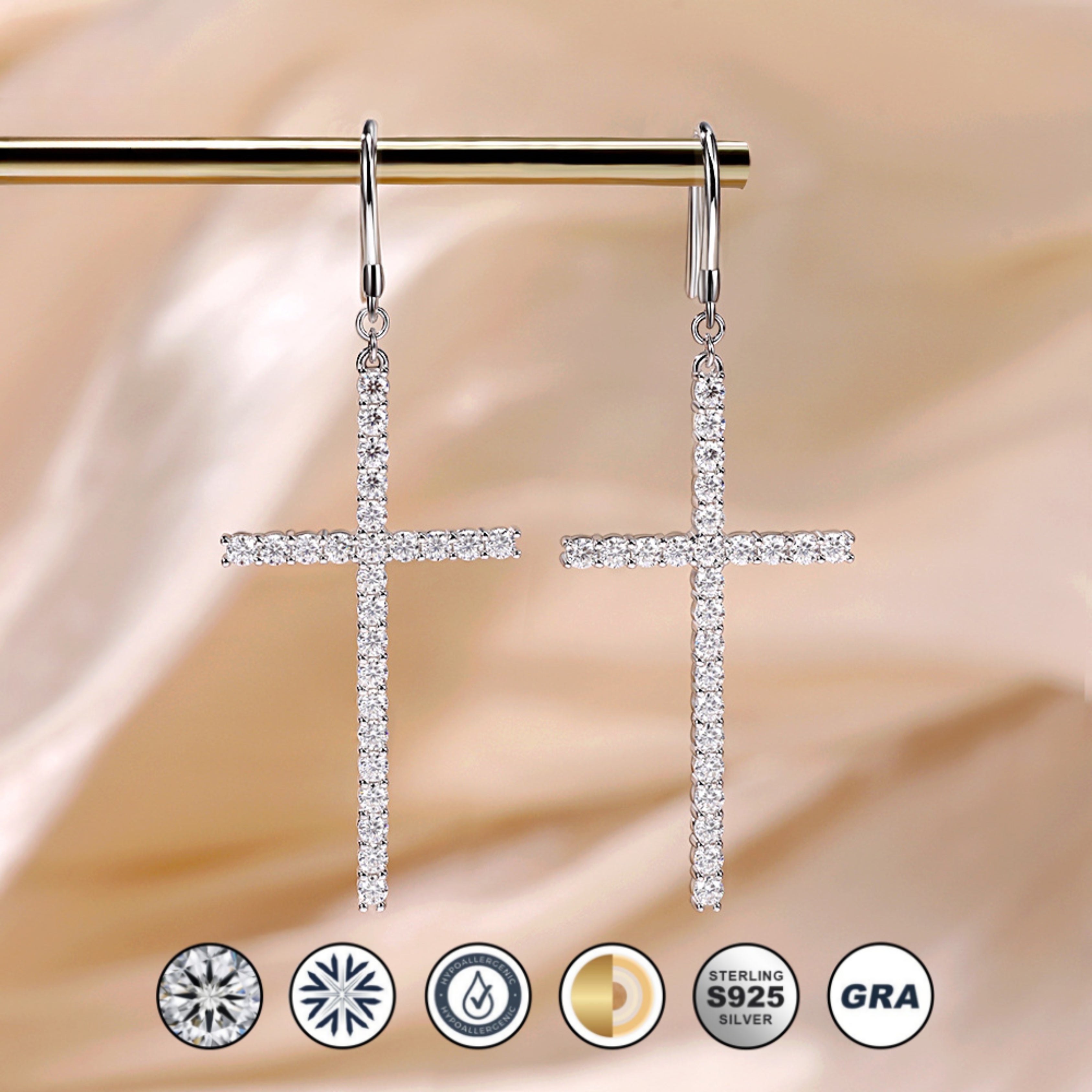 earrings, drop earrings, cross earrings, diamond earrings, gold earrings, hoop earrings, gold huggie earrings, diamond drop earrings, gold drop earrings, silver drop earrings, lab grown diamond earrings, real diamond earrings, lab created diamond earrings, valentines gift for her, birthday gift for her