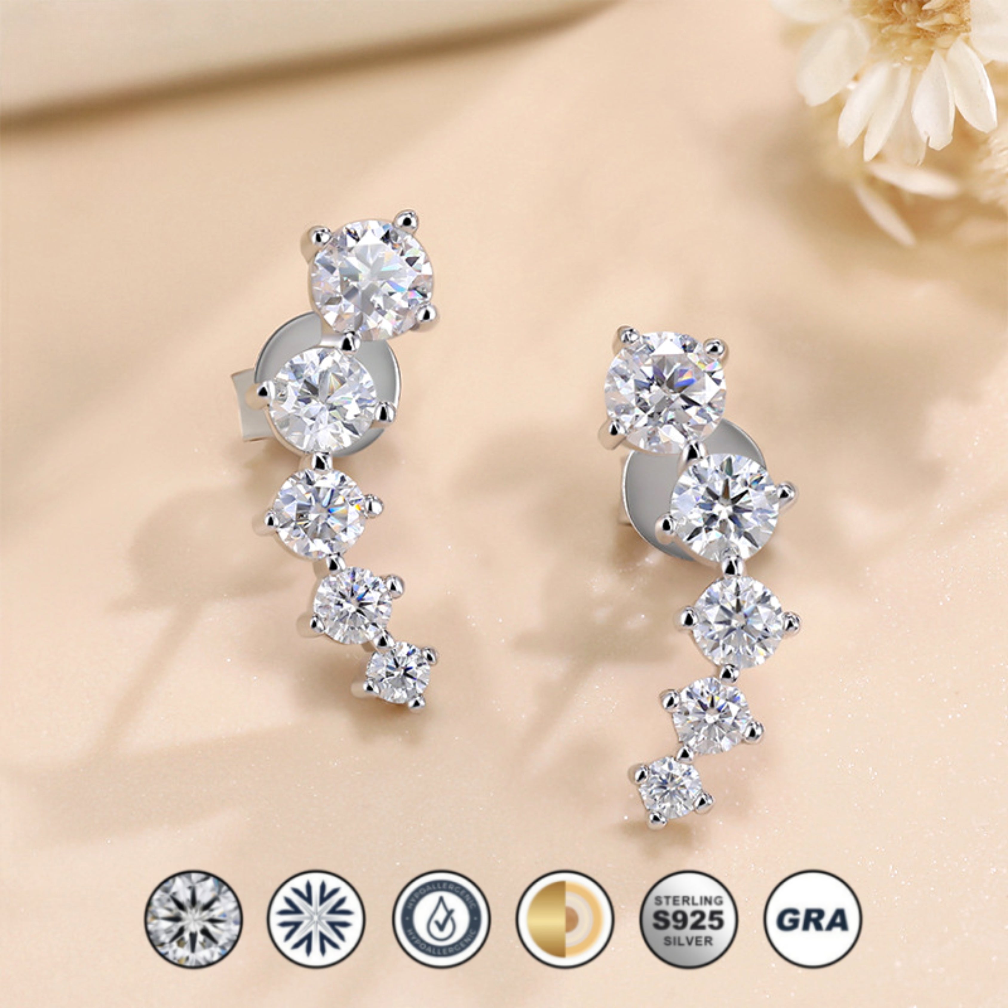 studs, diamond earrings, gold earrings, earrings for women, stud earrings, diamond stud earrings, van cleef earrings, dior earrings, moissanite earrings, silver earrings, sterling silver earrings, silver earrings for women, gift for her, valentines gift for her, birthday gift for her, solitaire studs, 14k gold stud earrings