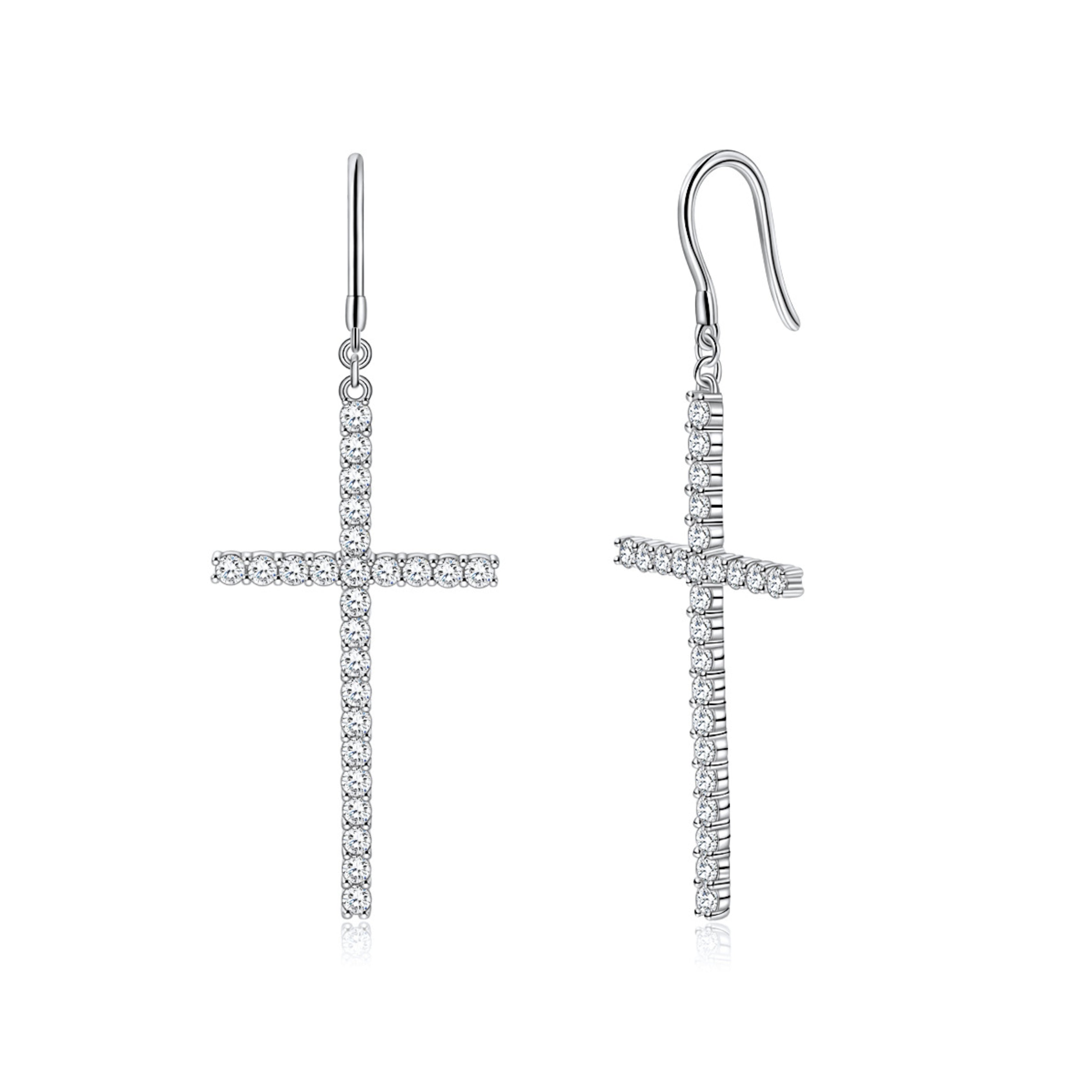 earrings, drop earrings, cross earrings, diamond earrings, gold earrings, hoop earrings, gold huggie earrings, diamond drop earrings, gold drop earrings, silver drop earrings, lab grown diamond earrings, real diamond earrings, lab created diamond earrings, valentines gift for her, birthday gift for her