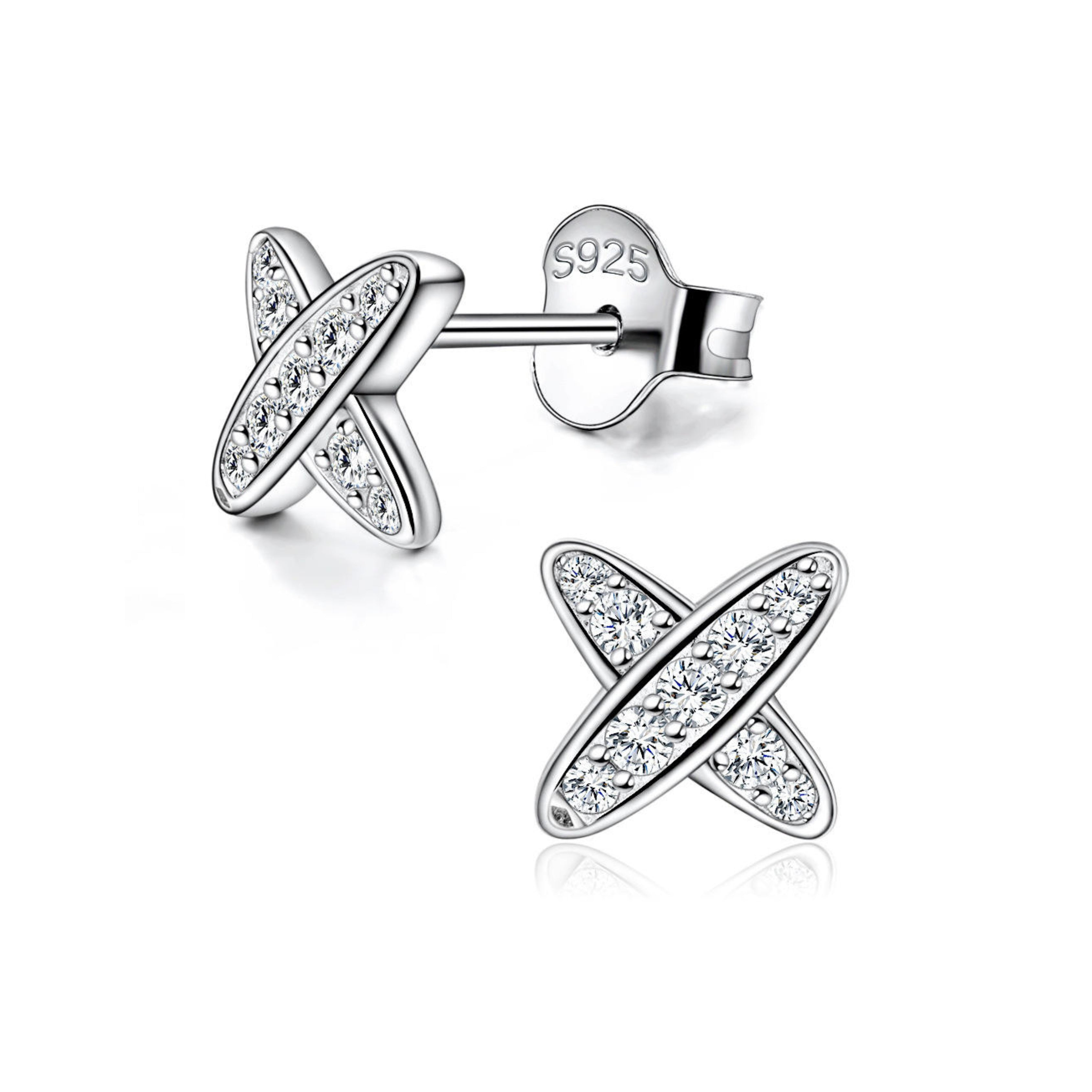 Infinity Cross D - VVS Clarity Round Cut Moissanite Stud Earrings