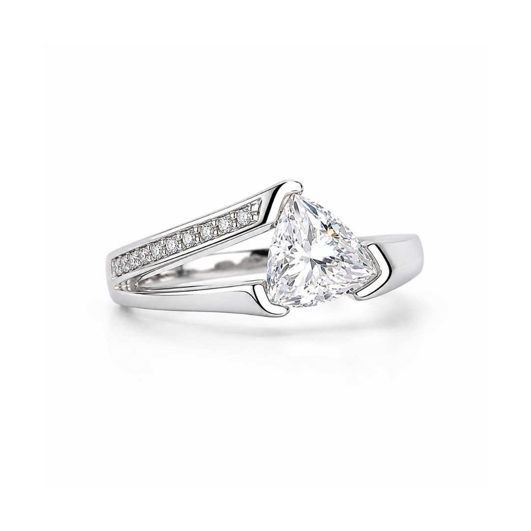 trillion cut diamond ring, unique engagement ring, solitaire rings, halo rings, gold rings, engagement rings, engagement rings for women, moissanite engagement rings, gold rings for women, 14k gold rings, white gold rings, lab grown diamond rings, diamond rings for women, diamond rings, valentines gift for her, birthday gift for her, moissanite rings, 925 silver rings