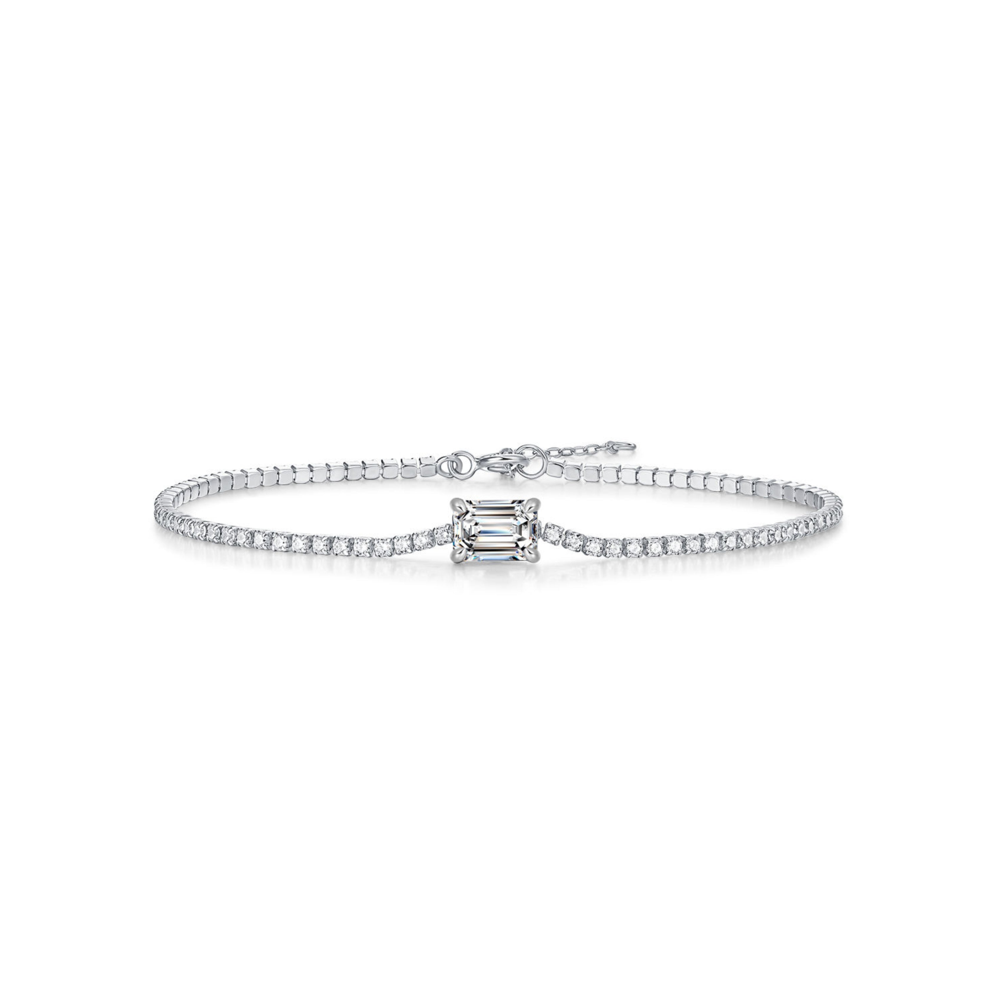 1.0 CT Emerald Cut Moissanite Solitaire Tennis Minimal Luxury Bracelet For Her