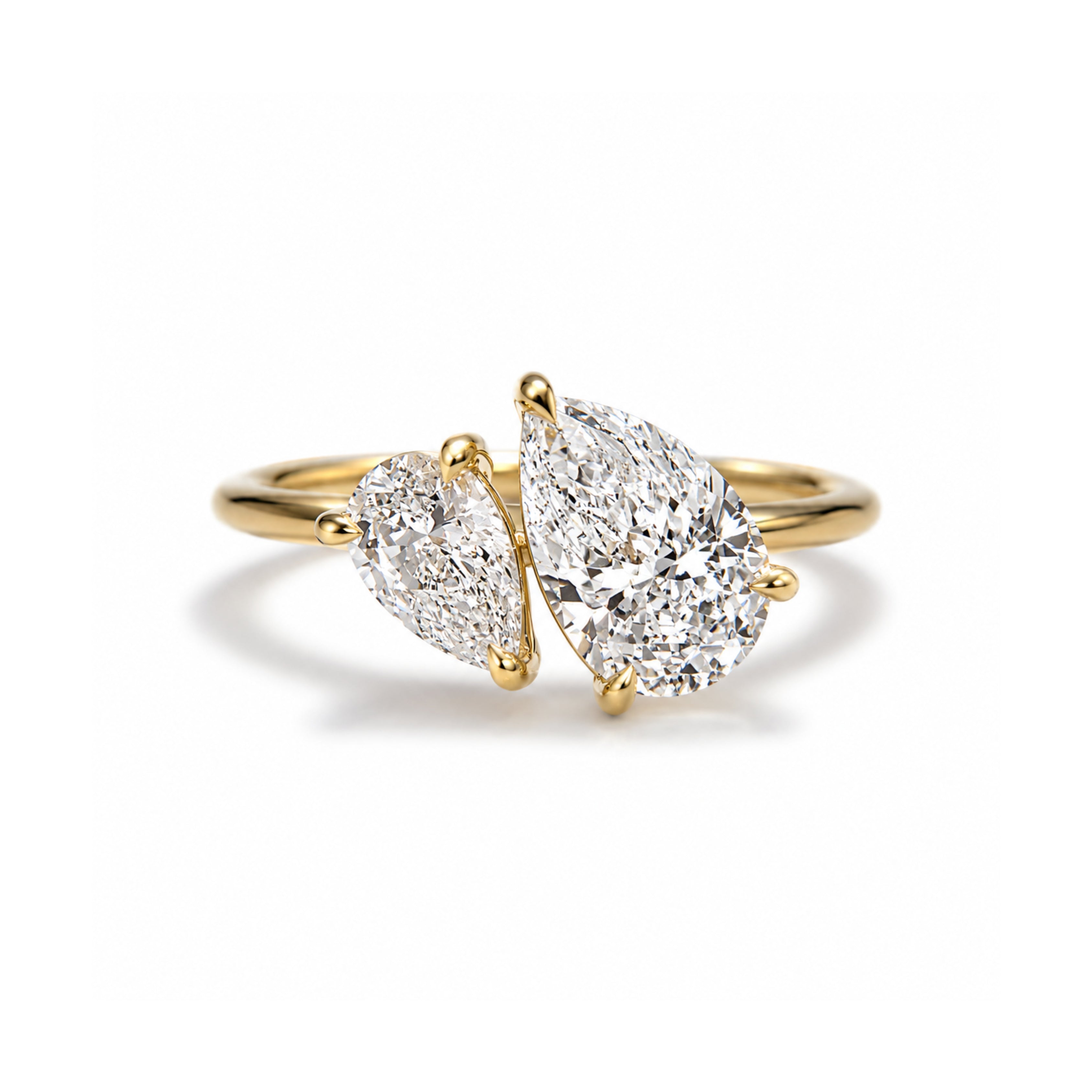 toi et moi ring, two stone ring, engagement rings, engagement rings for women, moissanite engagement rings, gold rings for women, 14k gold rings, white gold rings, lab grown diamond rings, diamond rings for women, diamond rings, valentines gift for her, birthday gift for her, moissanite rings, 925 silver rings, pear diamond ring