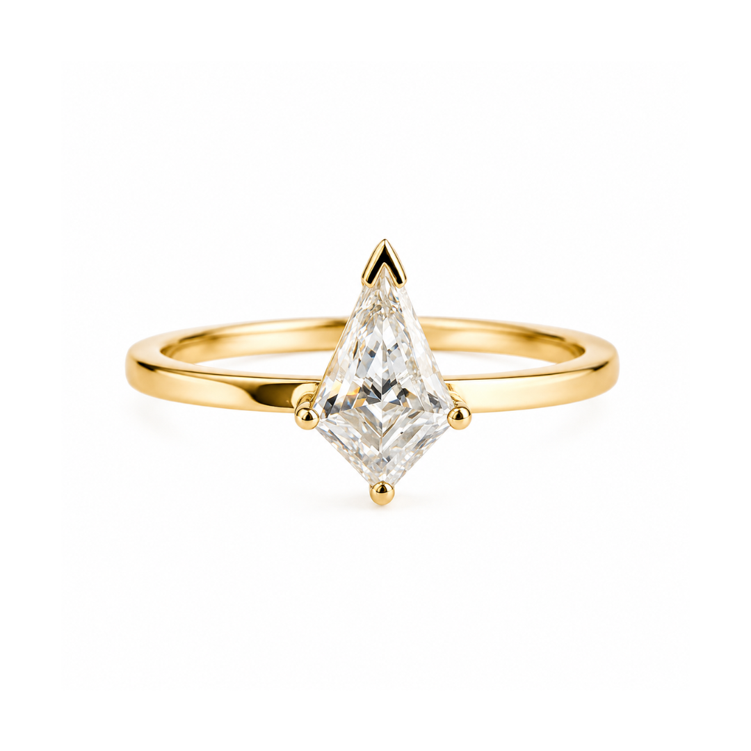 solitaire rings, gold rings, kite cut engagement ring, unique cut diamond rings, gold rings for women, 14k gold rings, white gold rings, lab grown diamond rings, diamond rings for women, diamond rings, valentines gift for her, birthday gift for her, moissanite rings 