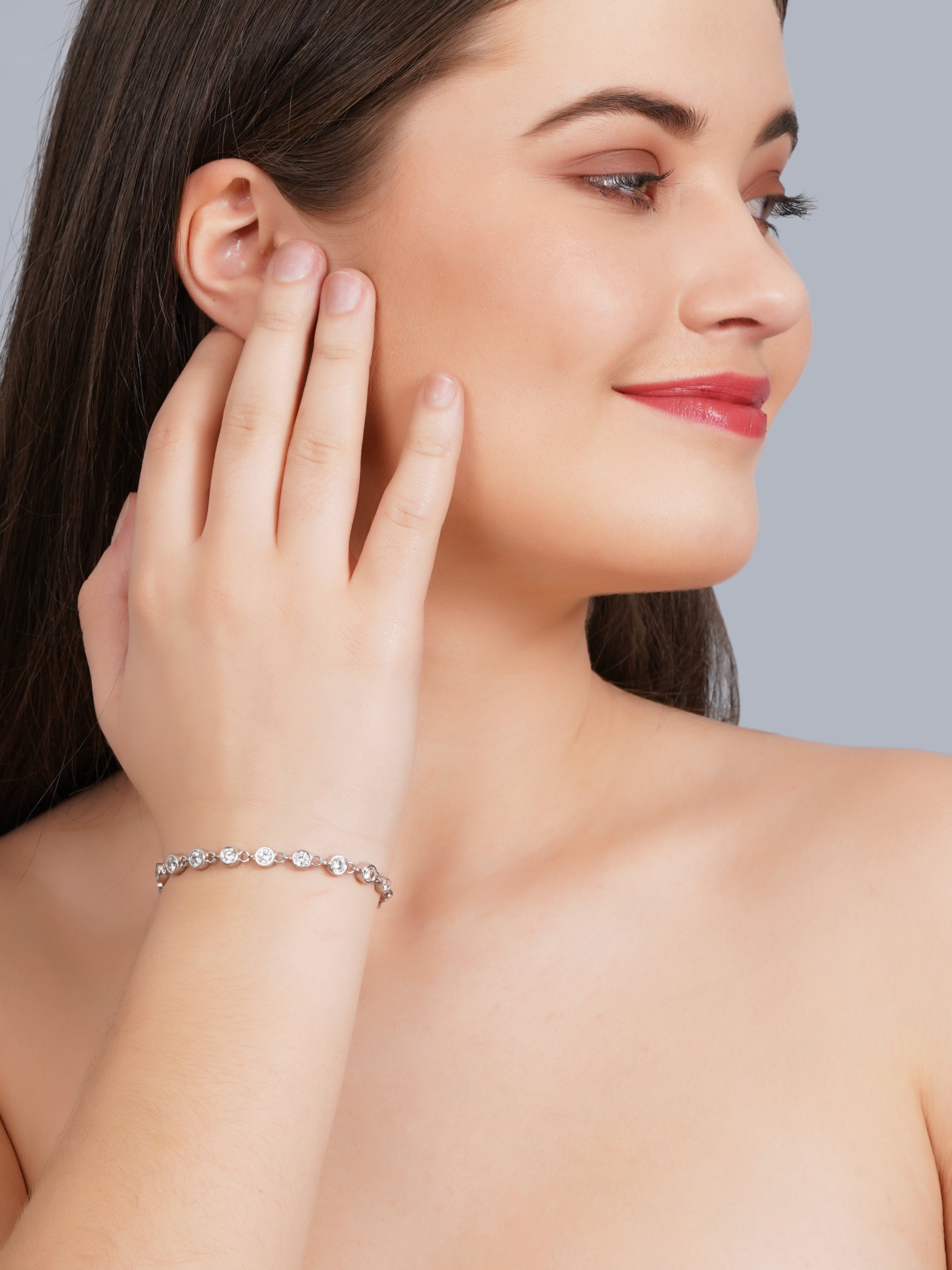 White Gold Plated moissanite  Bracelet