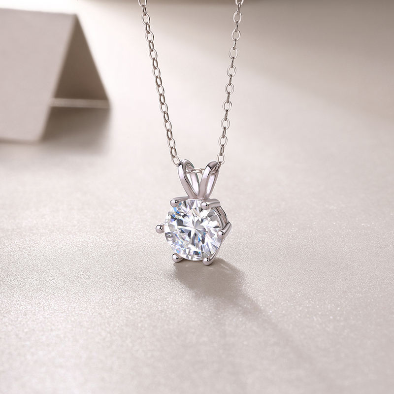 round cut moissanite pendant, solitaire pendant necklace, gold pendant necklace, silver pendant necklace, diamond pendant, custom moissanite pendant, gold necklace, gold necklace women, white gold necklace, 14k gold necklace, valentines gift for her, birthday gift for her, 925 silver necklace