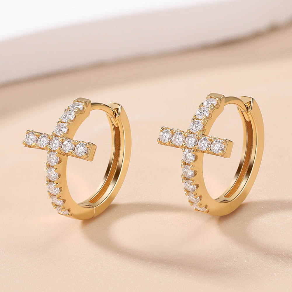 earrings, huggie earrings, cross earrings, diamond earrings, gold earrings, hoop earrings, gold huggie earrings, drop earrings, diamond drop earrings, gold drop earrings, silver drop earrings, lab grown diamond earrings, real diamond earrings, lab created diamond earrings, valentines gift for her, birthday gift for her