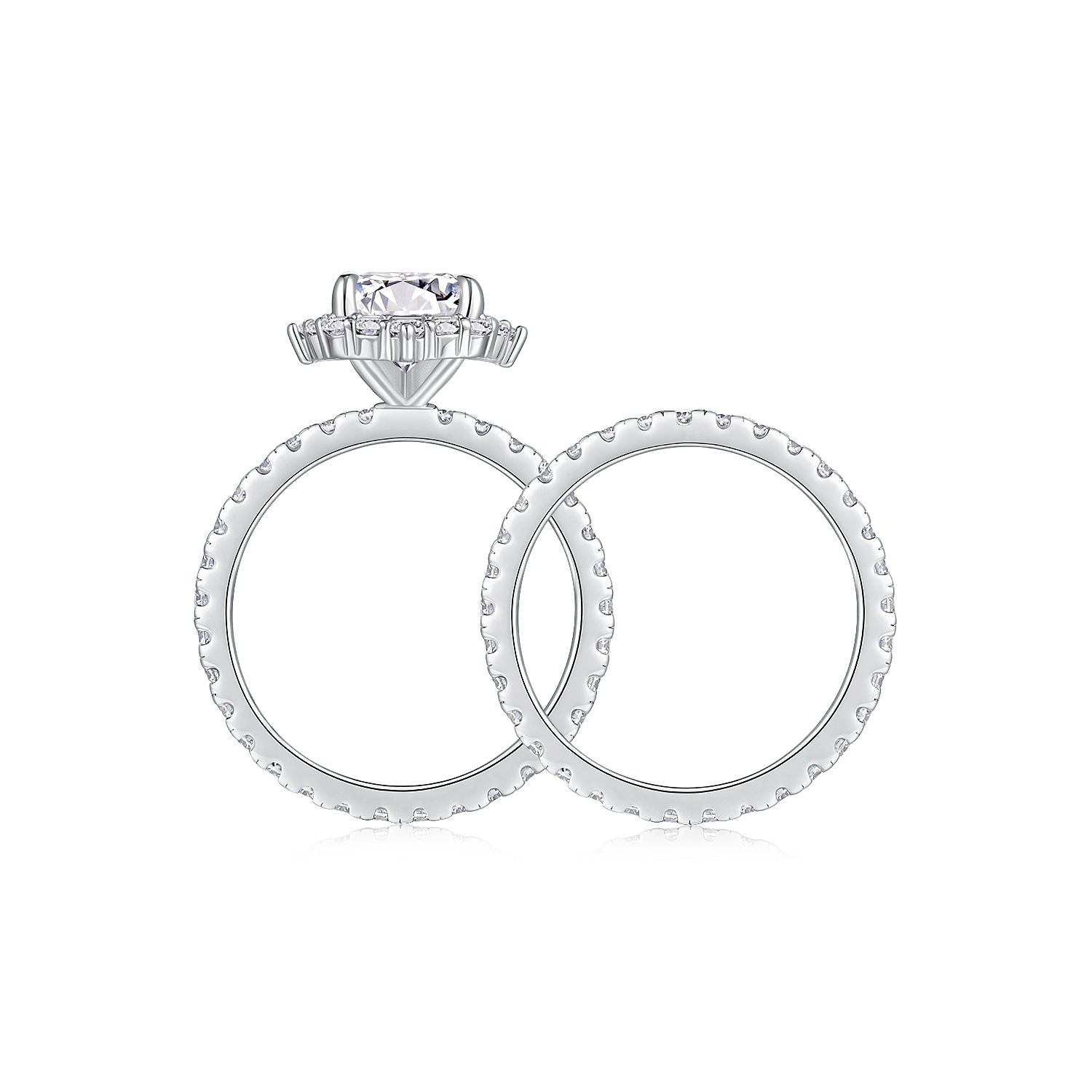bridal ring set, emerald cut ring, wedding ring set, engagement and wedding ring set, solitaire rings, gold rings, emerald cut engagement ring, gold rings for women, 14k gold rings, white gold rings, lab grown diamond rings, diamond rings for women, diamond rings, valentines gift for her, birthday gift for her, moissanite rings